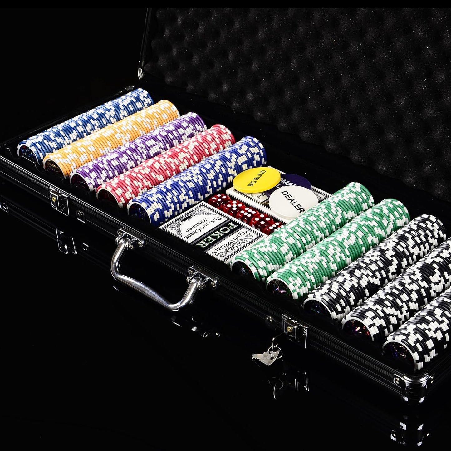 Pokerkoffer-Set mit 500 Jetons & Zubehör