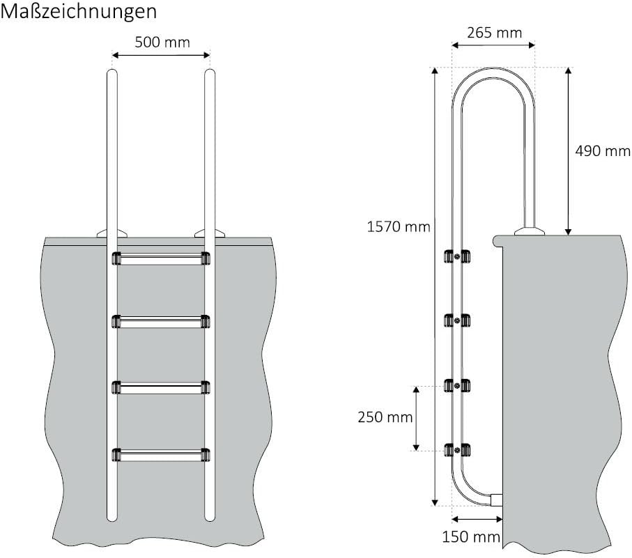 Schwimmbeckenleiter, mit 4 Stufen