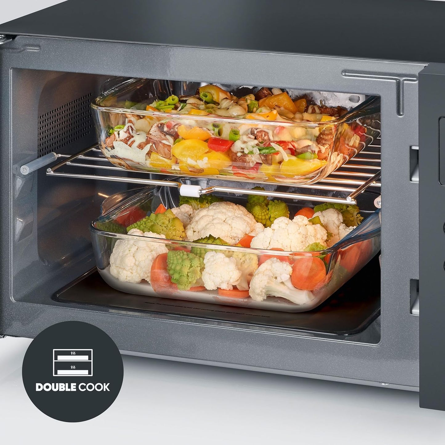 MW 7763 Mikrowelle mit Keramikboden, 25L, flacher Glasboden und Grillfunktion