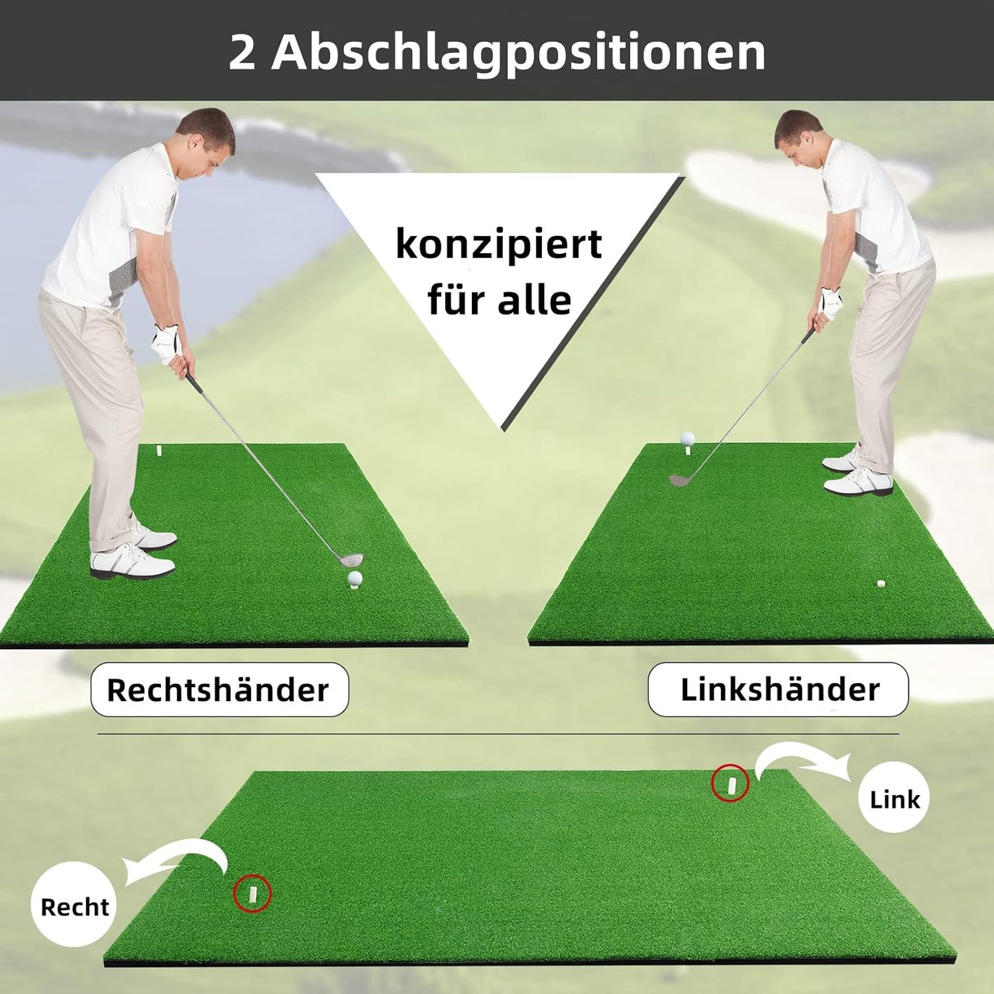 Faltbare Golf-Abschlagmatte mit Tees