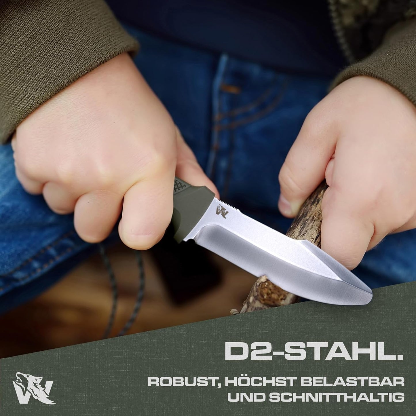 Schnitzmesser-Set für Kinder, Grün - Silber Ohne Feuerstarter