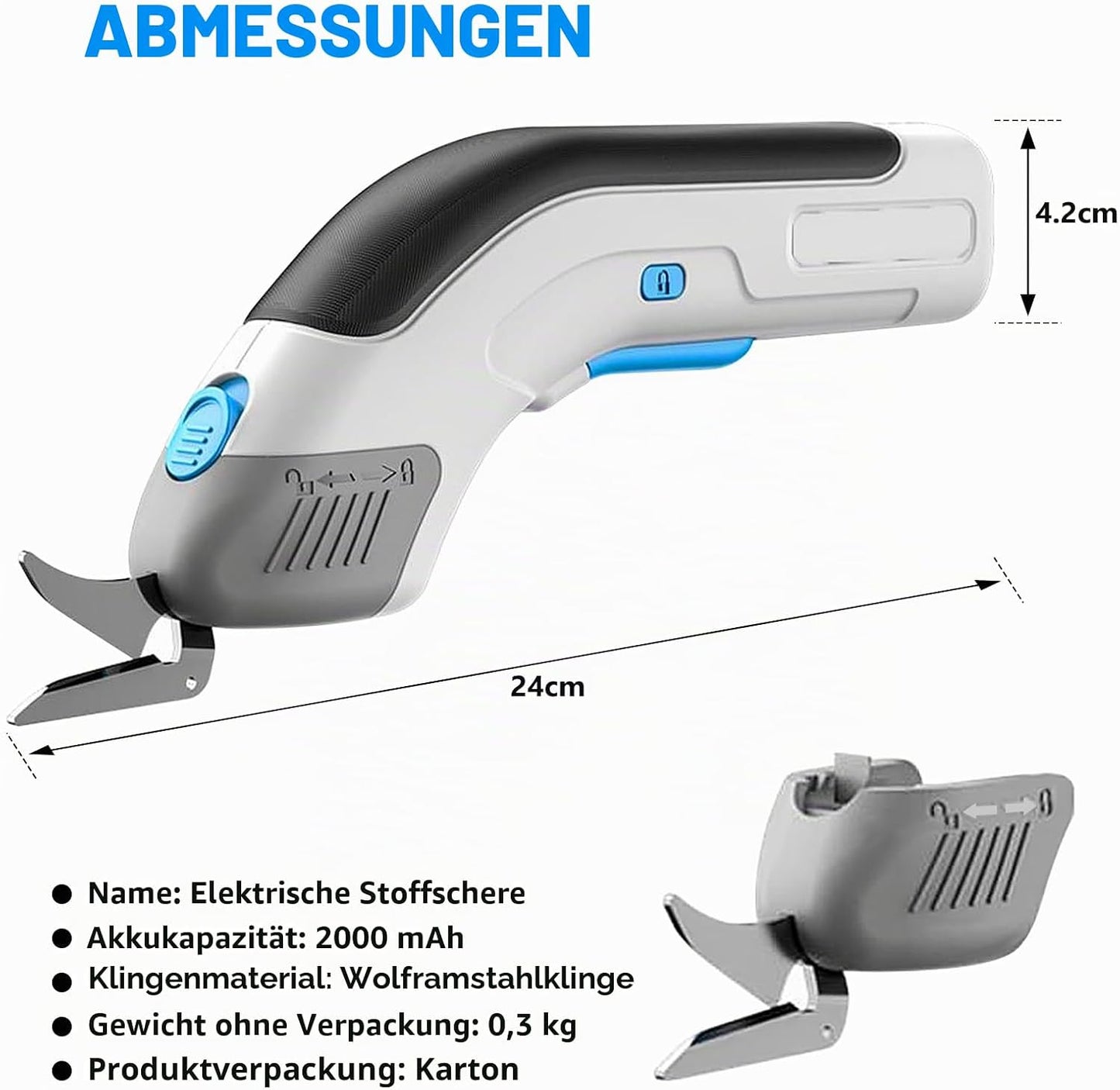 Elektroschere mit Akku und Ladegerät