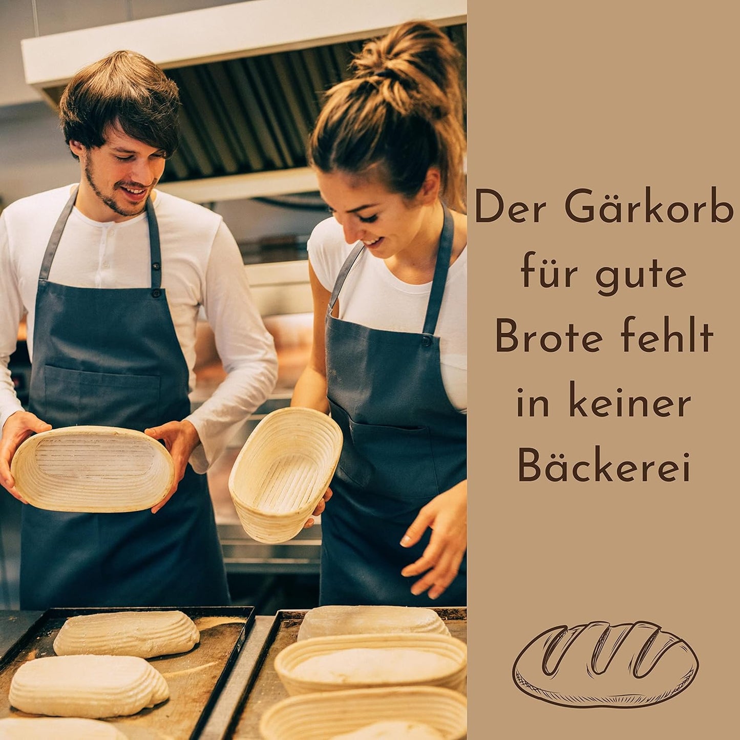 Gärkörbchen mit Teigschaber, Ovale 28 cm