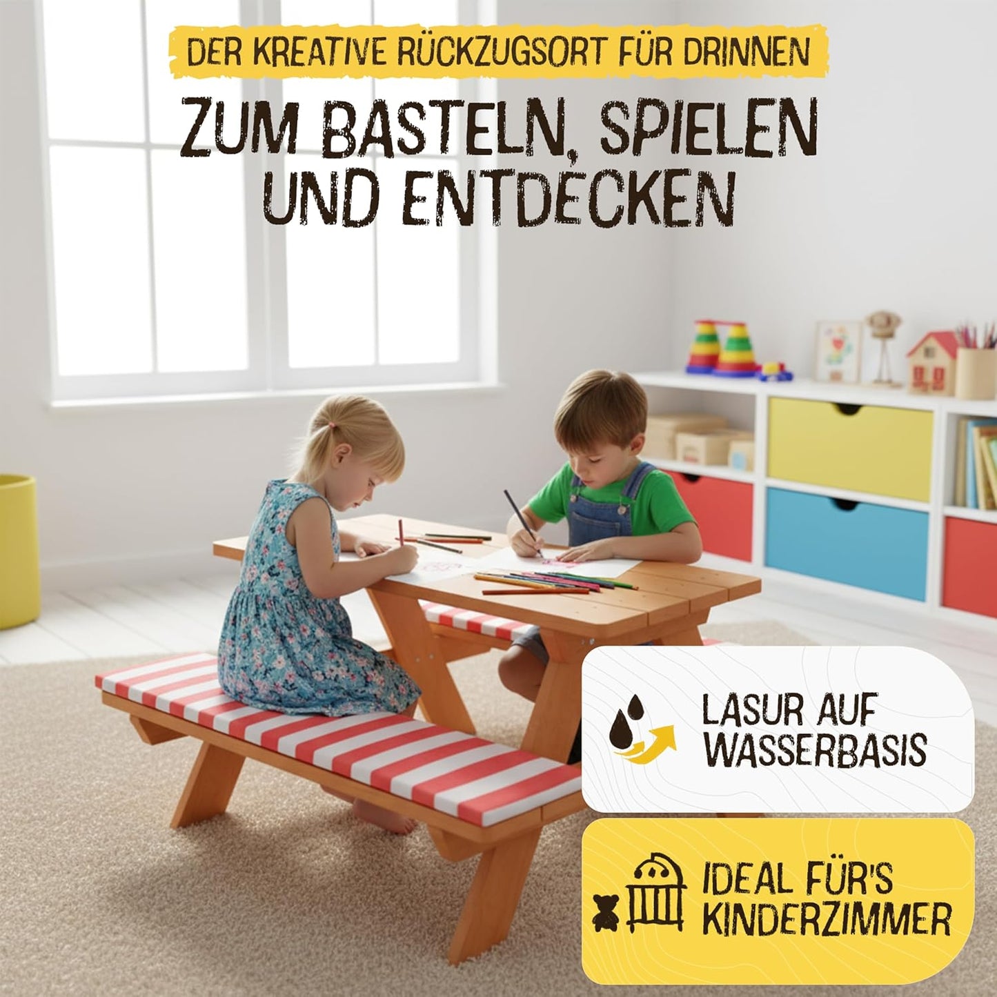 Kindersitzgruppe mit Polsterauflage für Garten