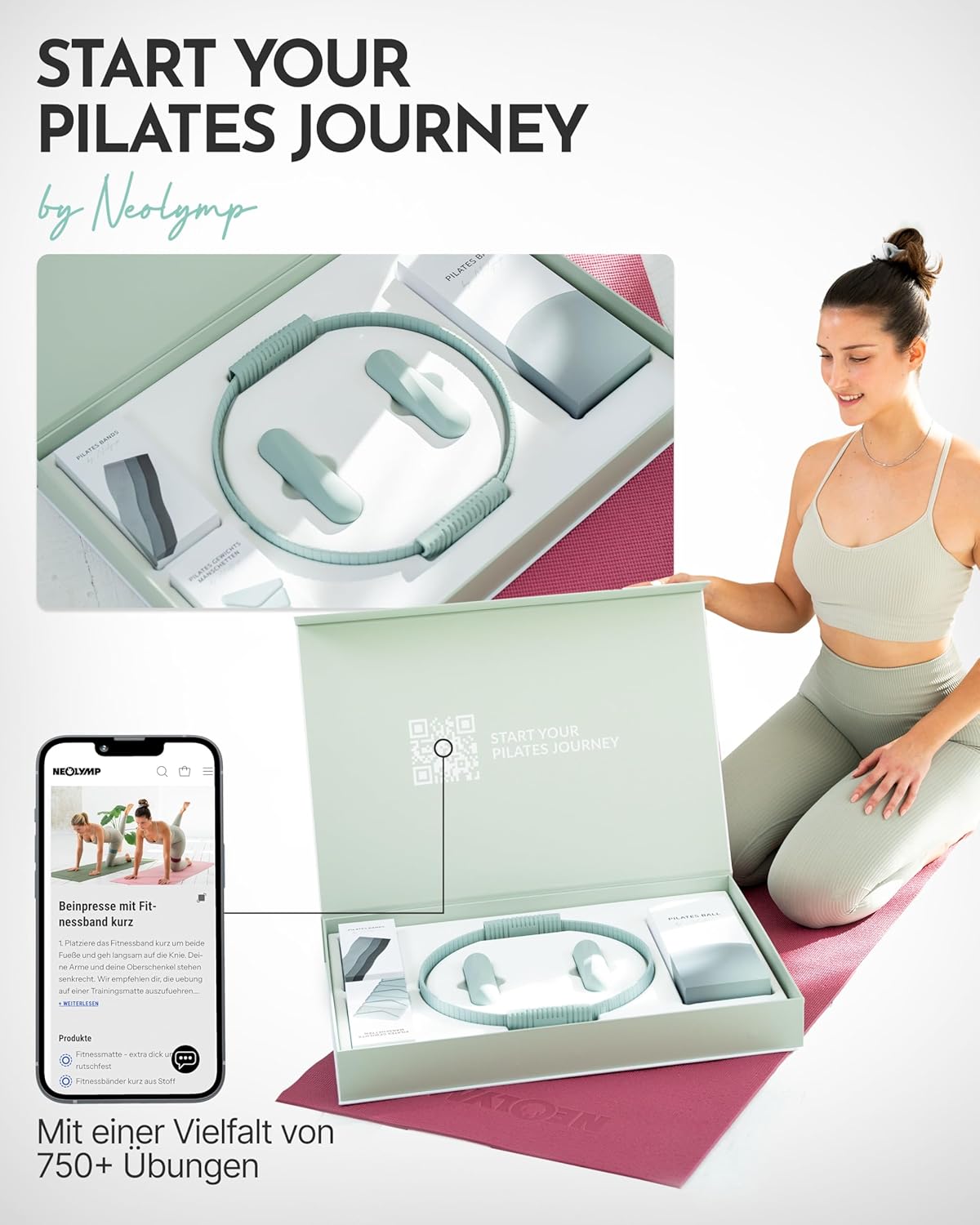 Pilates-Zubehör-Set für Zuhause mit E-Book, Pilates Set | Sky Blue