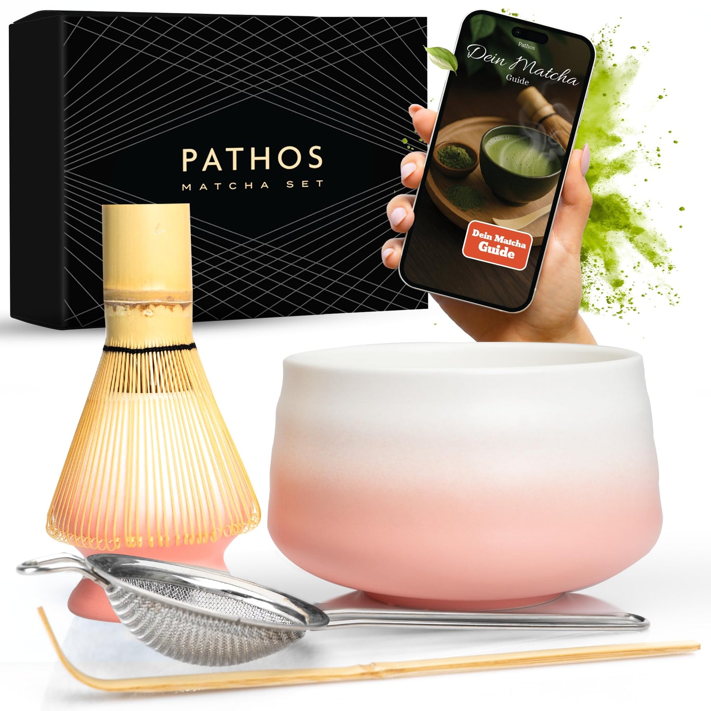 4-teiliges Matcha-Set, Pink