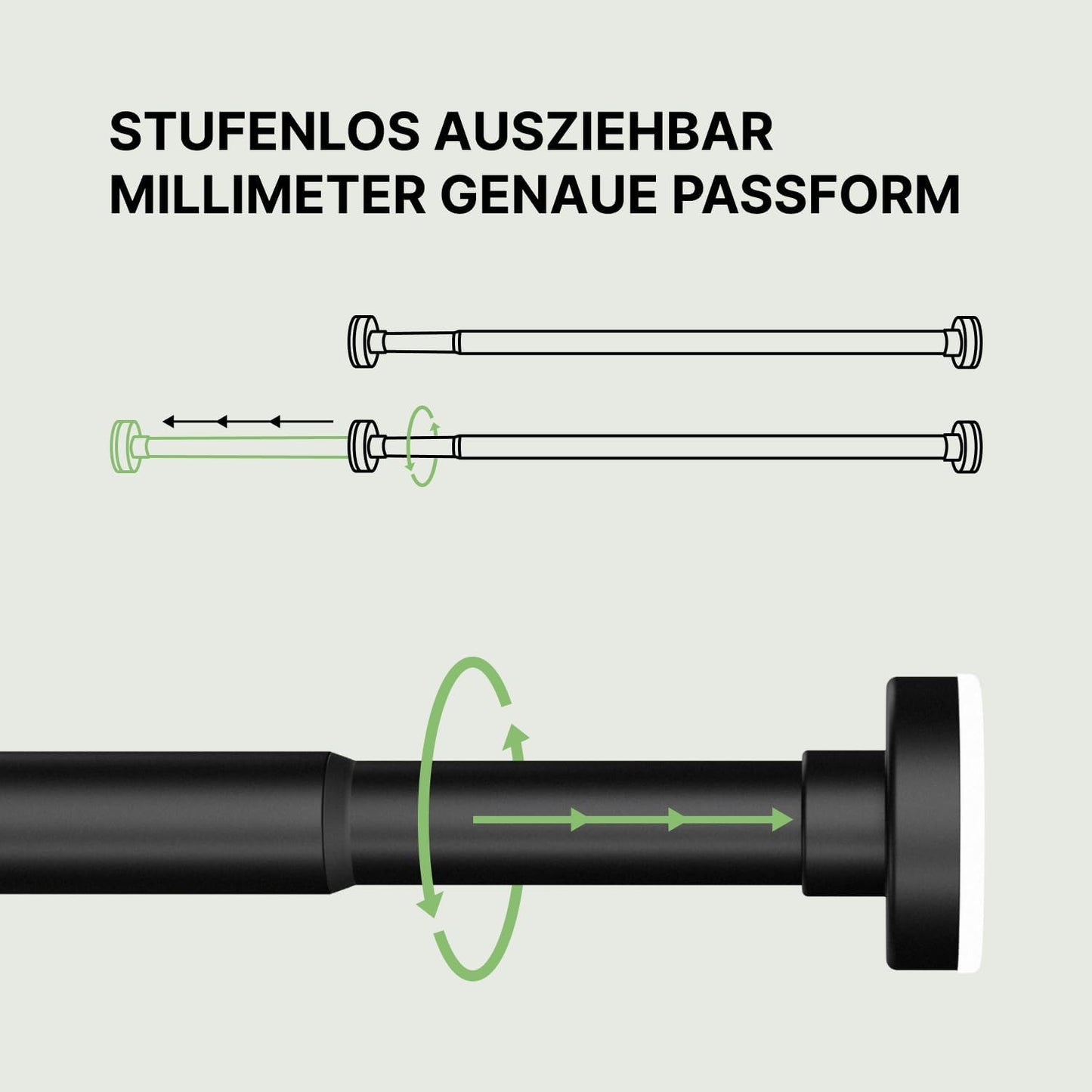 Teleskop-Klemmstange für Dusche, 50-80cm [1Stück] Schwarz