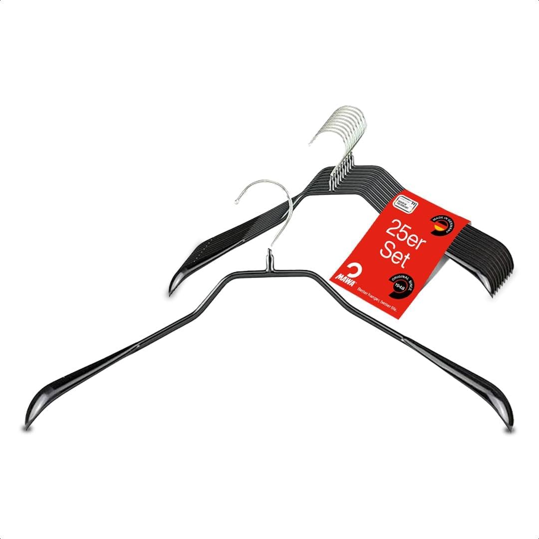 25-teiliges Kleiderbügel-Set für Anzüge und Mäntel, Schwarz - 25 Stück, 42 cm