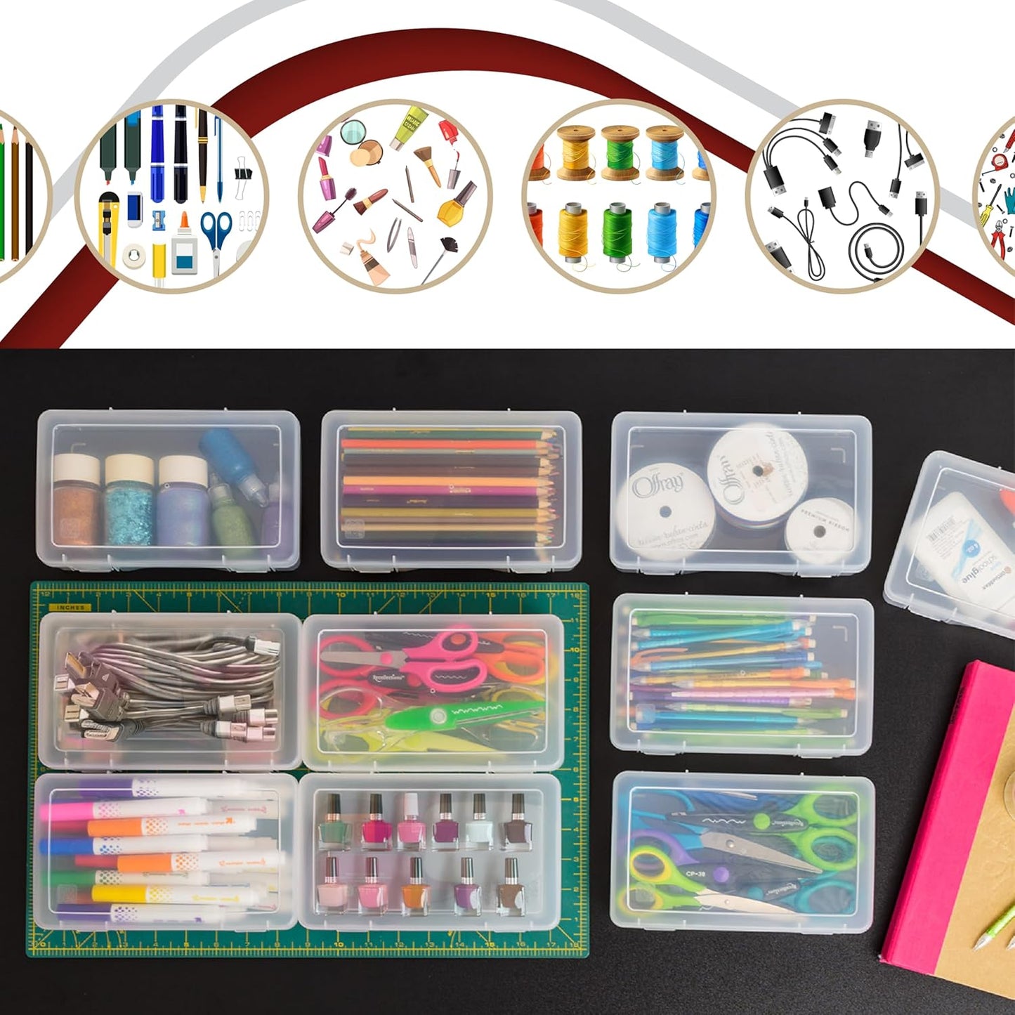 Stapelbare Aufbewahrungsboxen-Set (10x 1.4L), Aufbewahrung Stift x10