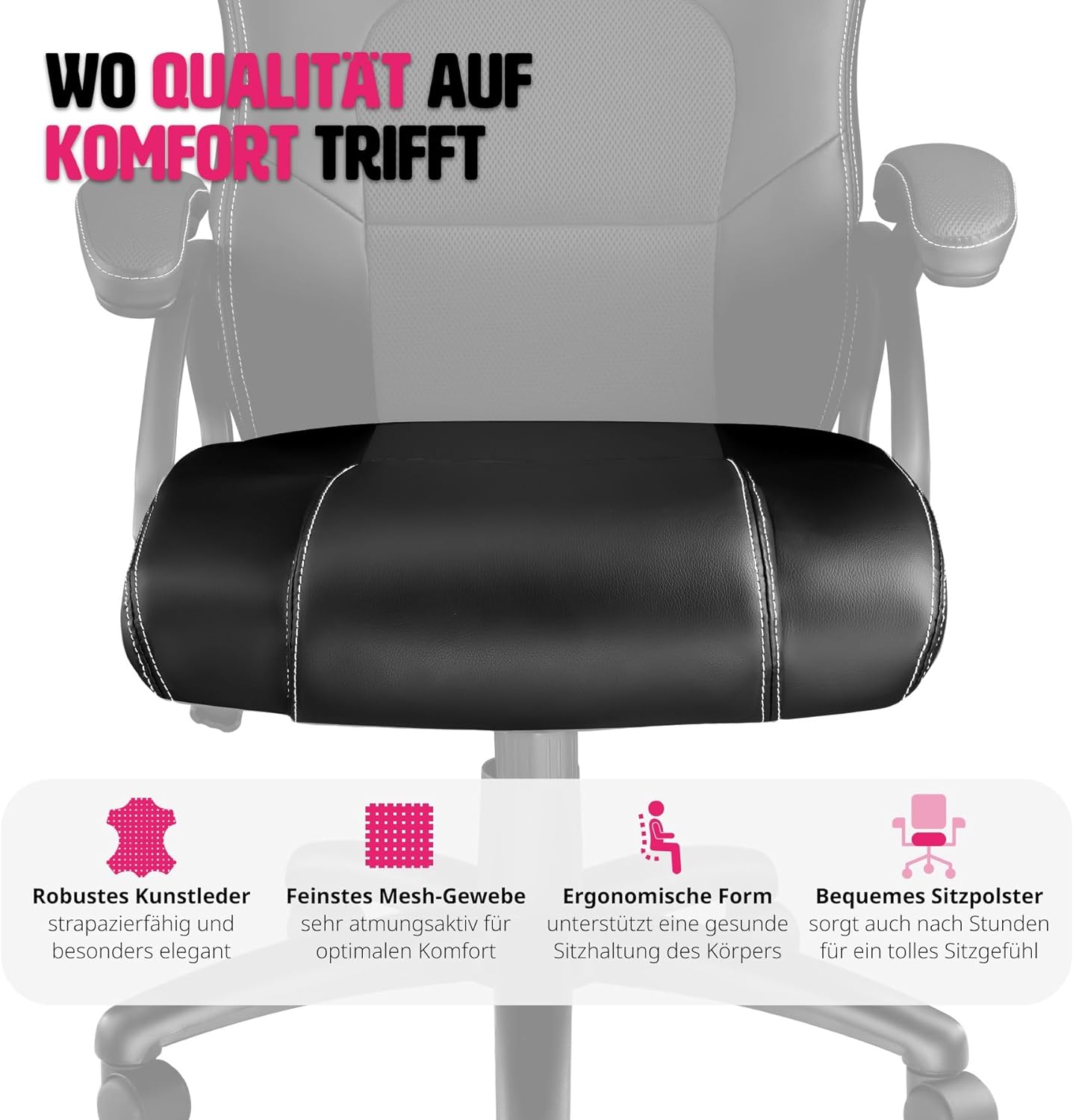 Schreibtischstuhl, Schwarz-schwarz