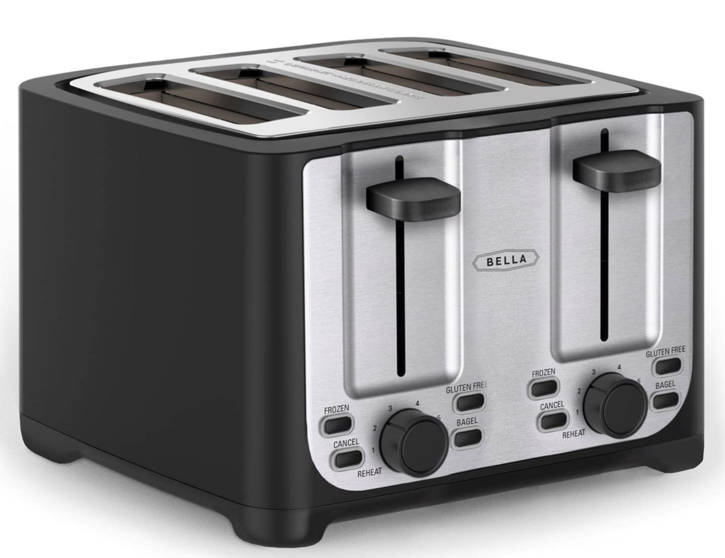 4-Scheiben Toaster mit Automatikfunktionen, Modern Edelstahl und Schwarz