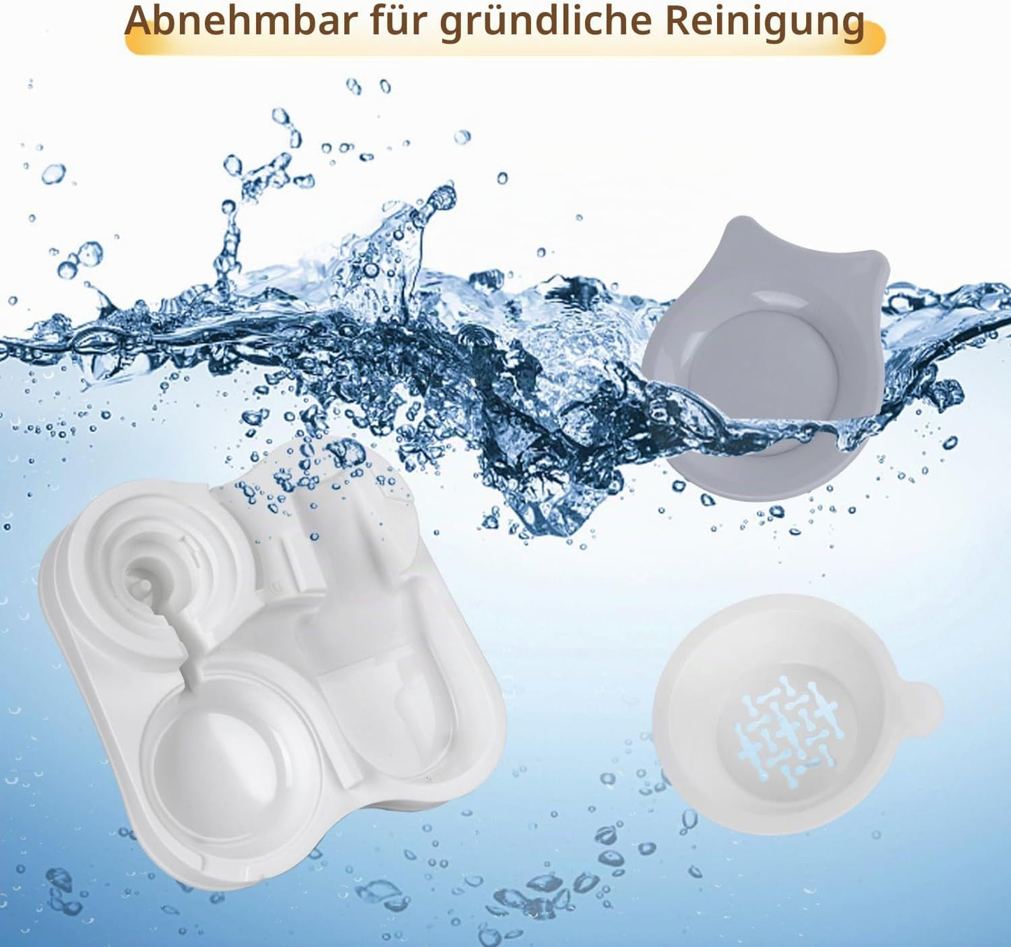 2-in-1 Futter- und Wasserspender für Haustiere, Wei?&Grau