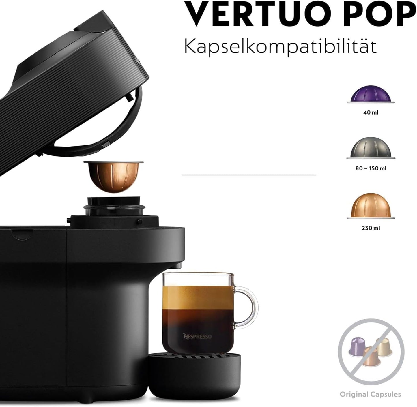Kaffeekapselmaschine Vertuo Pop, Ohne Aeroccino ; Liquorice Black