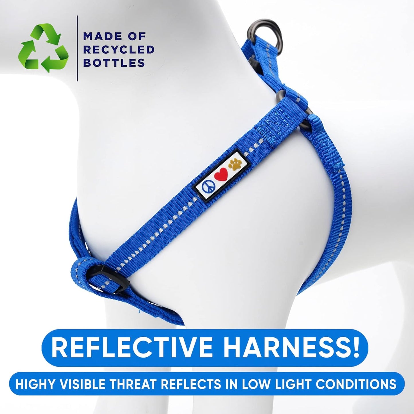 Reflektierendes Antizug-Hundegeschirr S, S (1er Pack) Blau ♻️ Recycelt Reflektierend