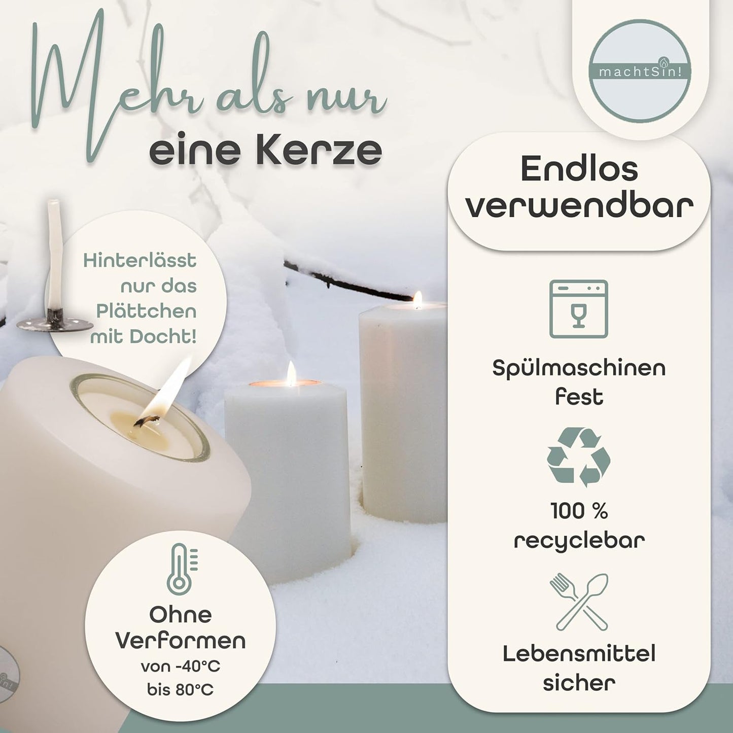 Teelichthalter in Kerzenoptik, ∅ 8cm | Höhe 9cm