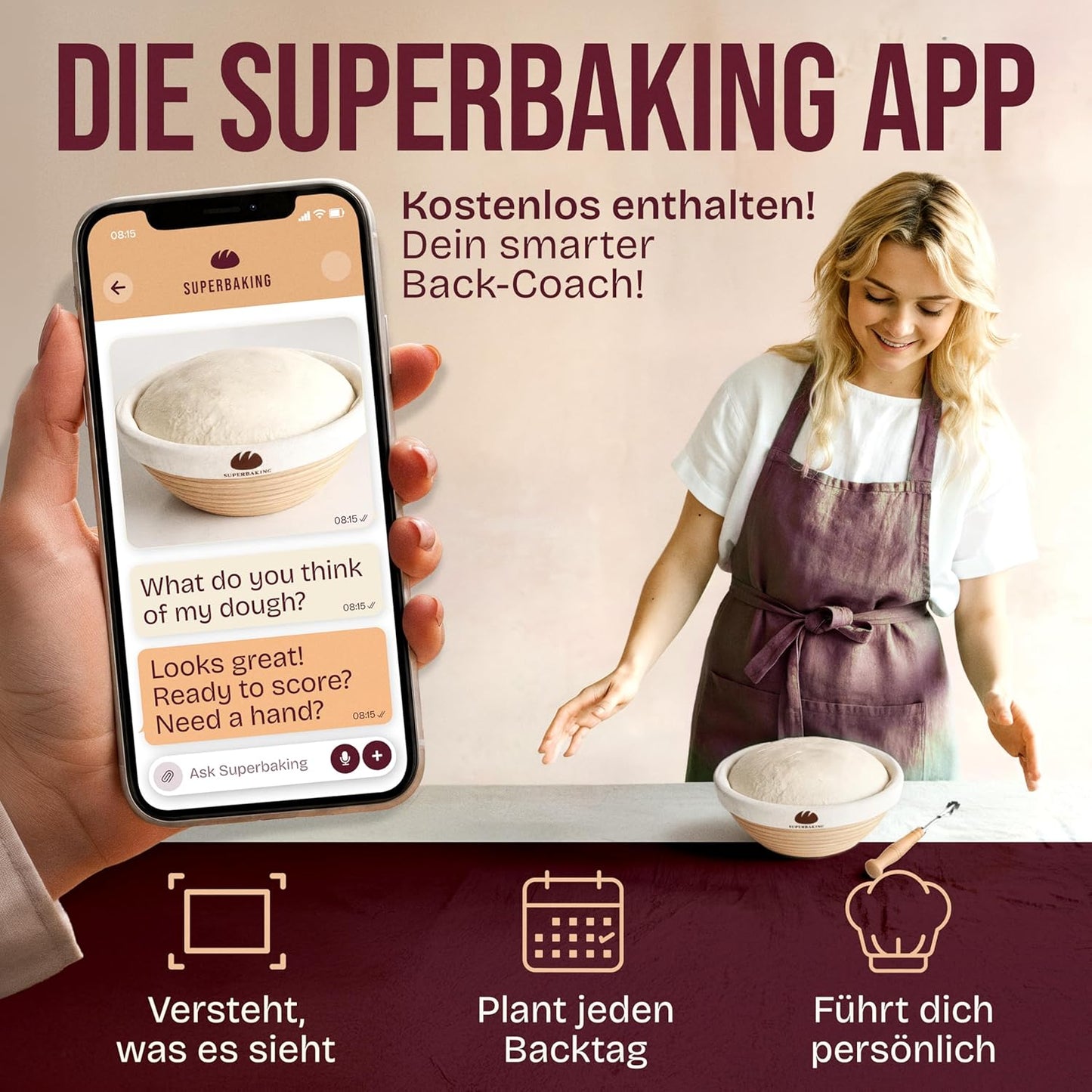 Gärkörbchen-Set, Klassisches Rundset – 7-teilig