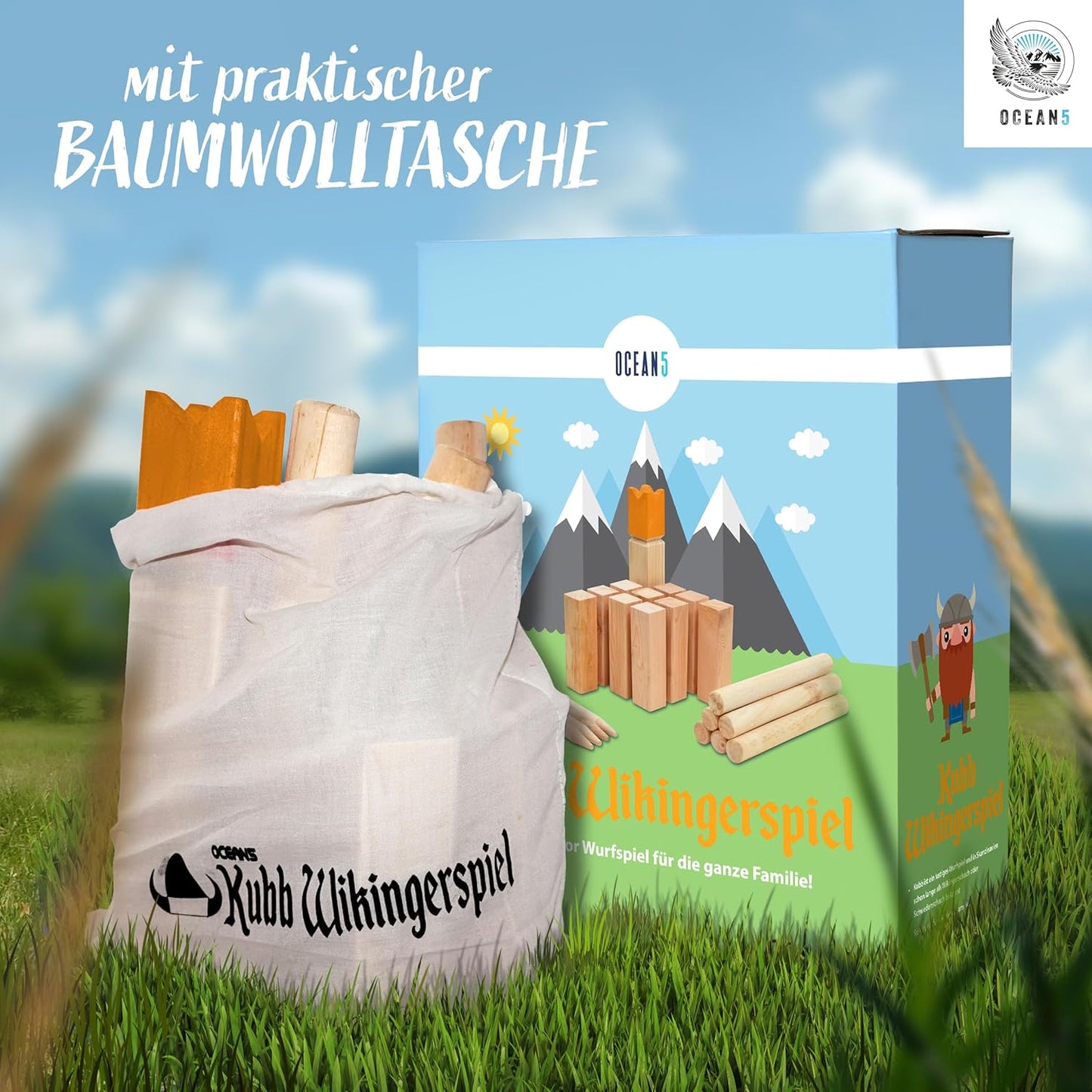 Kubb Gold Wikinger Schach Set, Kubb Gold - 25 X 4,7 X 4,7 Cm König