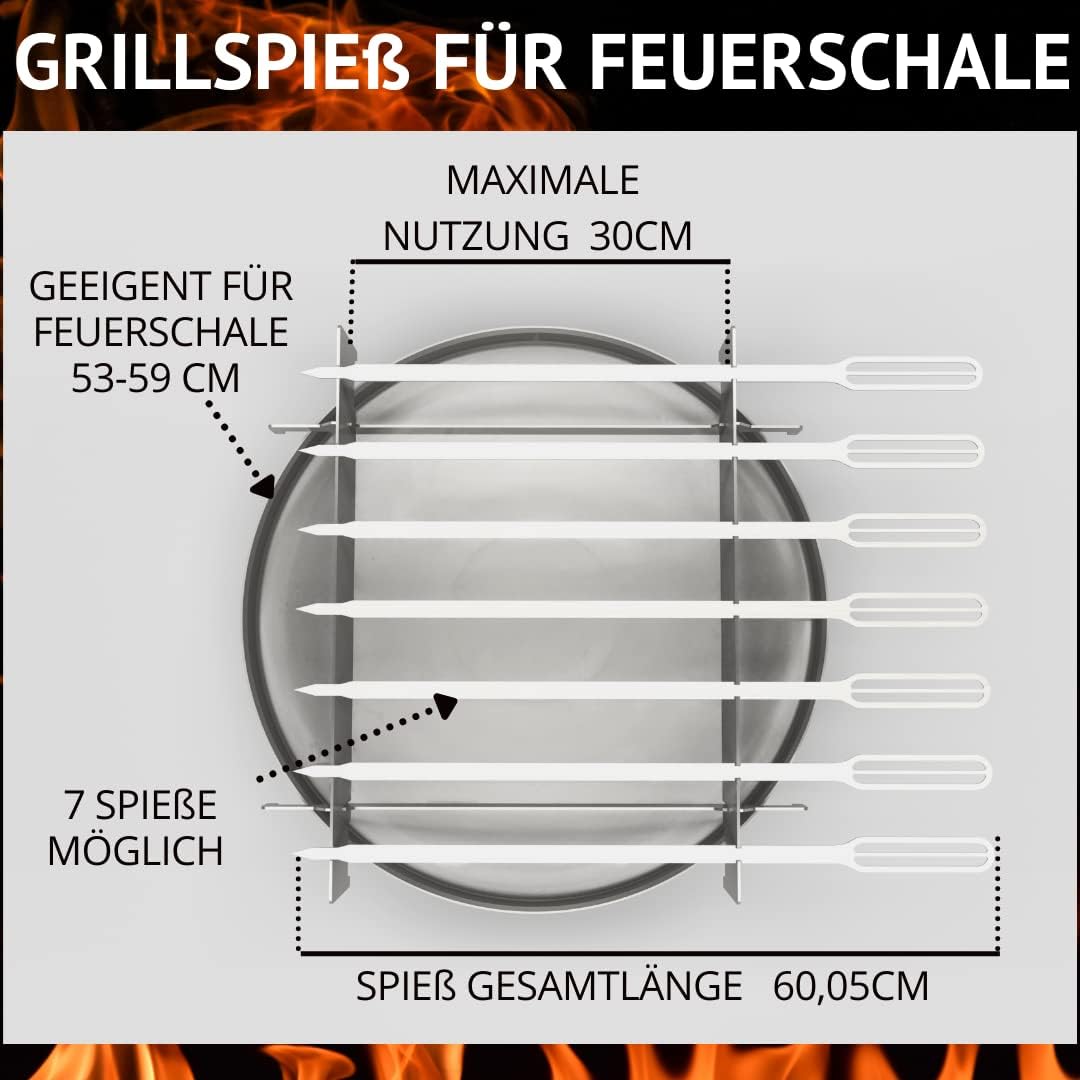 Grillspiess-Set für Feuerschale, Zubehör Grillspiess für Feuerschale Ø 55 Edelstahl