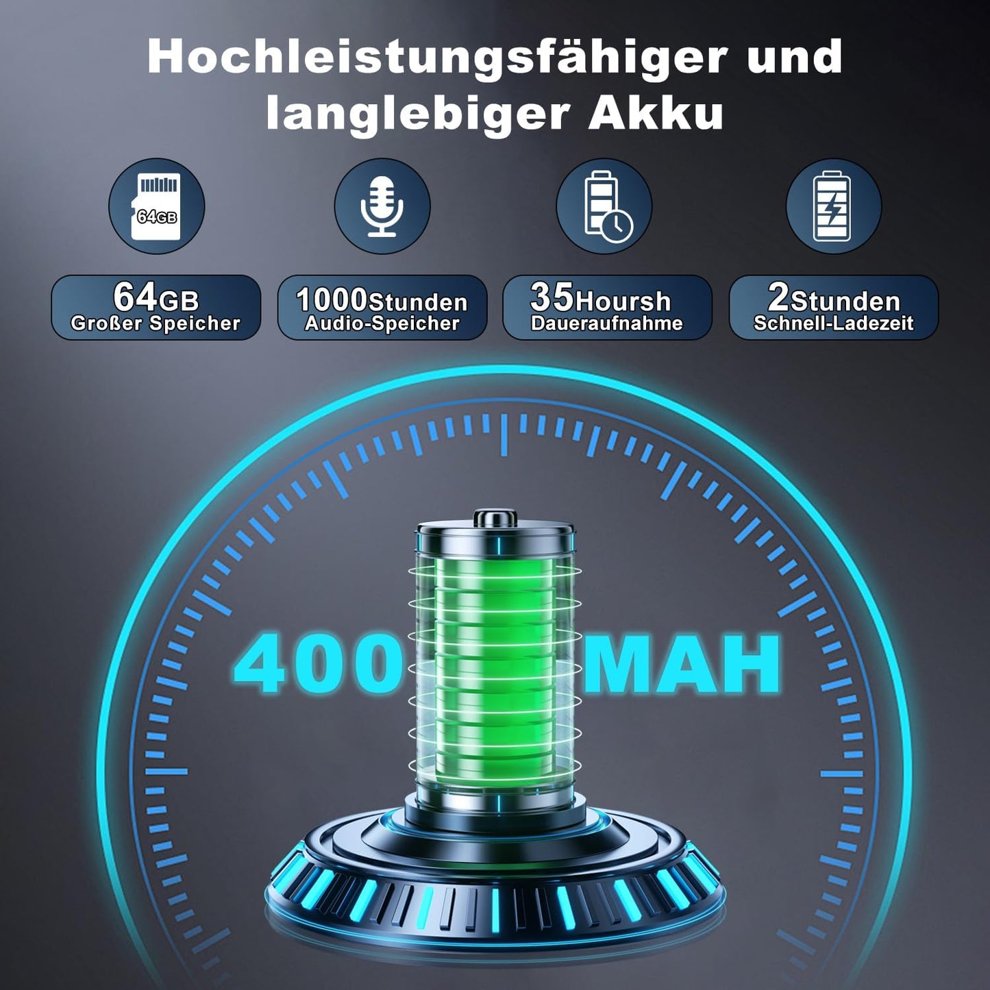Tragbares Mini-Diktiergerät mit Geräuschreduzierung