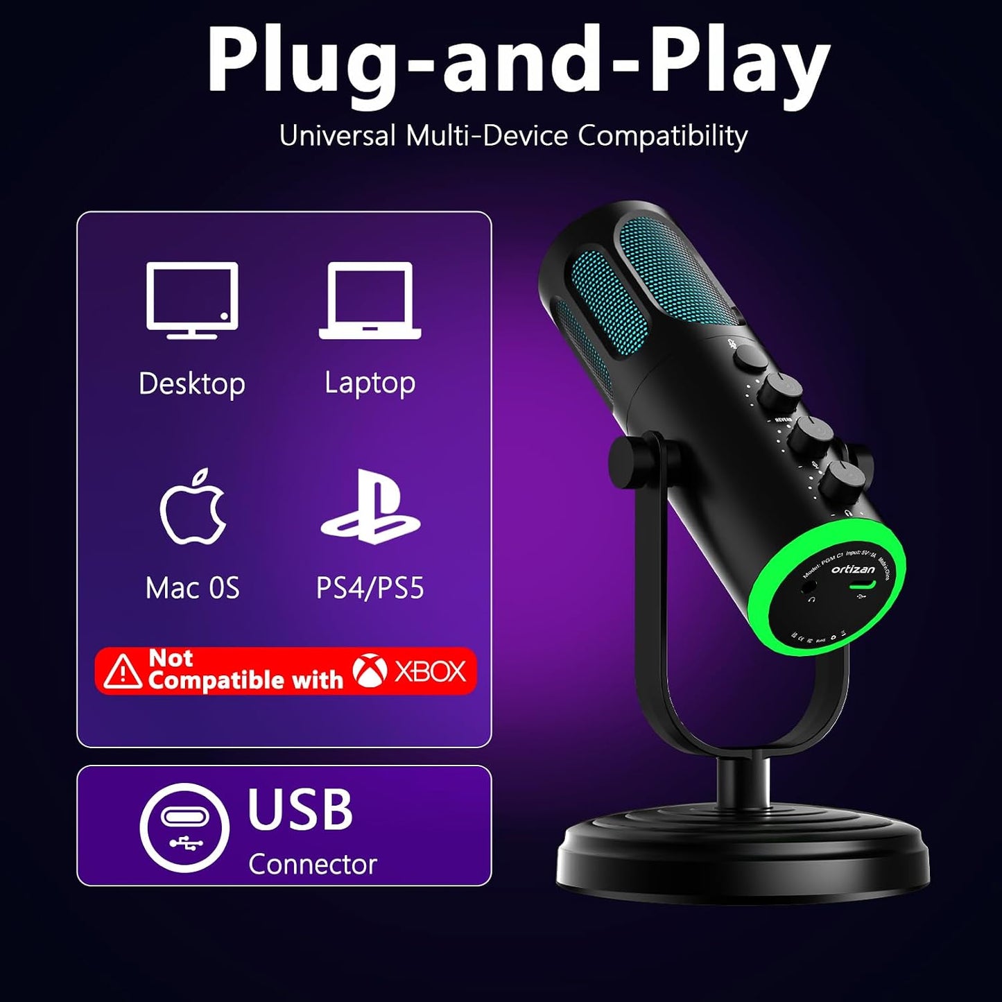 Kondensatormikrofon mit RGB & Geräuschunterdrückung