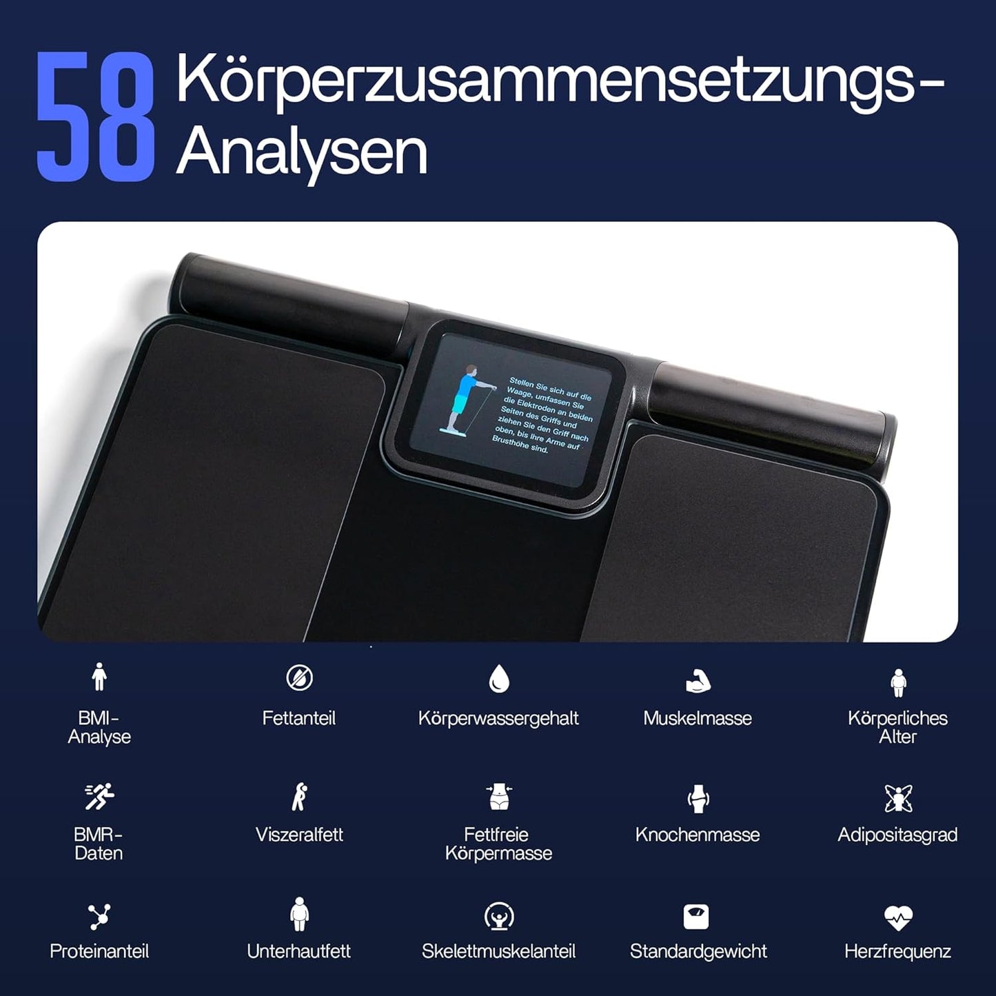 Körperanalyse-Waage mit 8-Elektroden & App