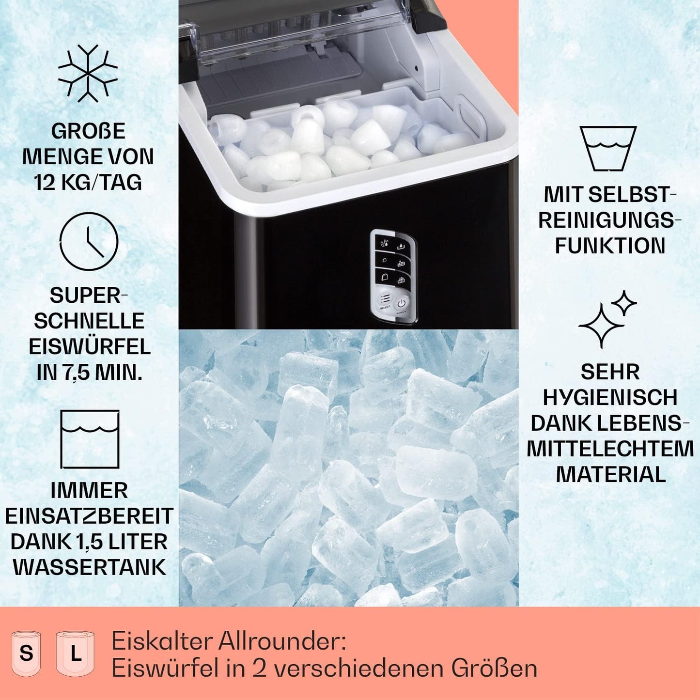 Eiswürfelmaschine, Schwarz