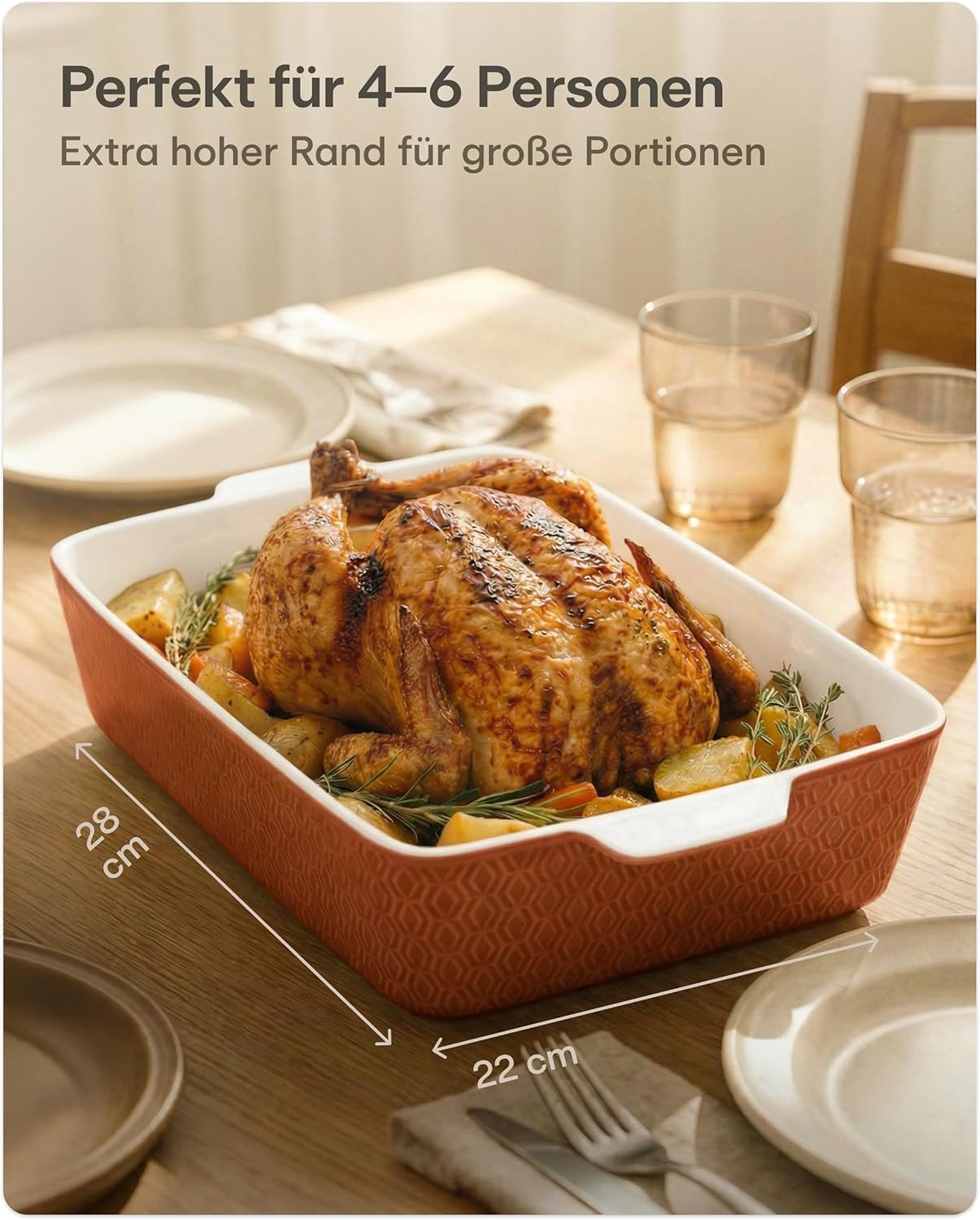 Auflaufform mit extra hohem Rand, Rot