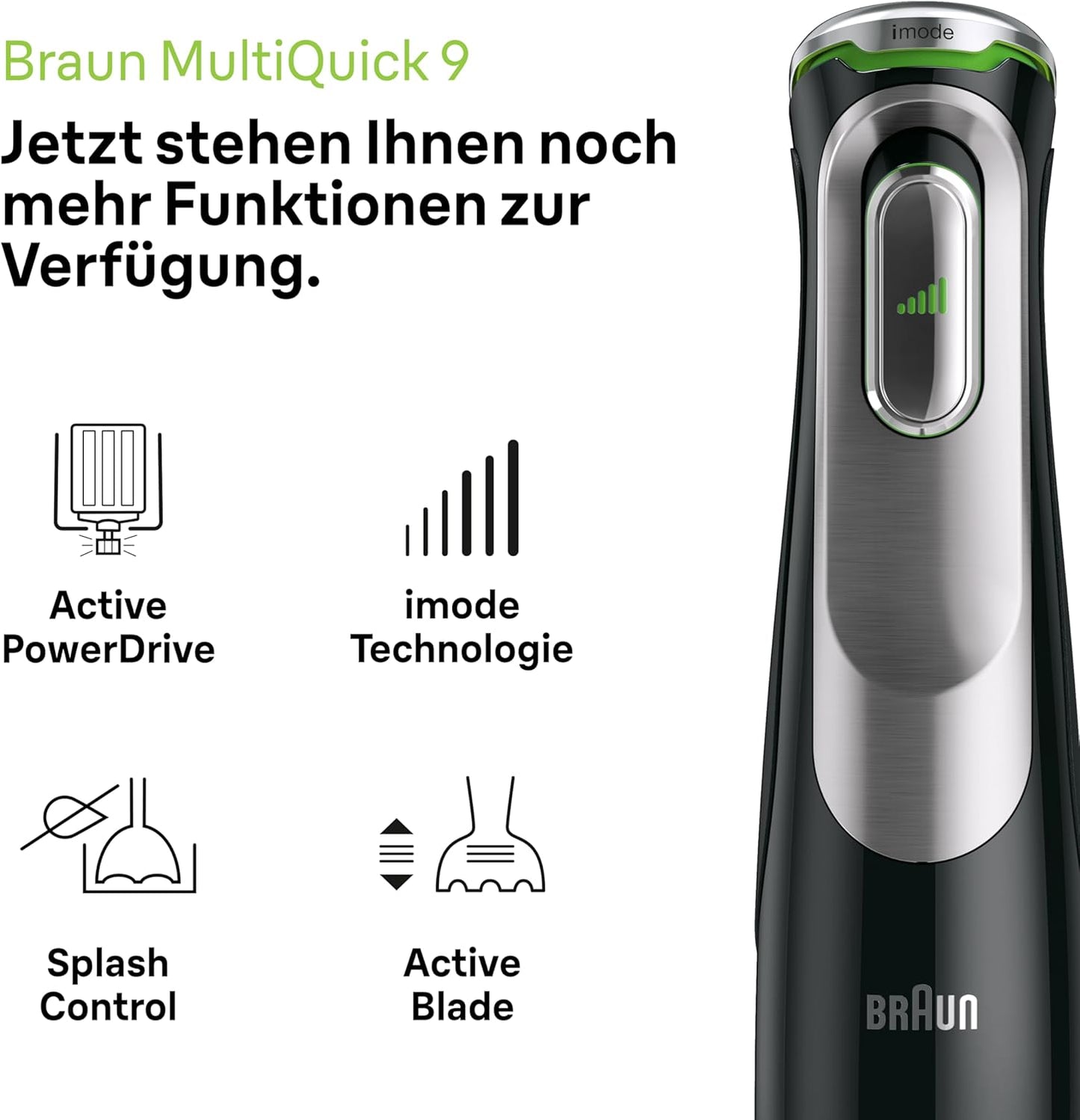 MultiQuick 9 Stabmixer, 5-in-1 inkl. Küchenmaschinen-Aufsatz Single