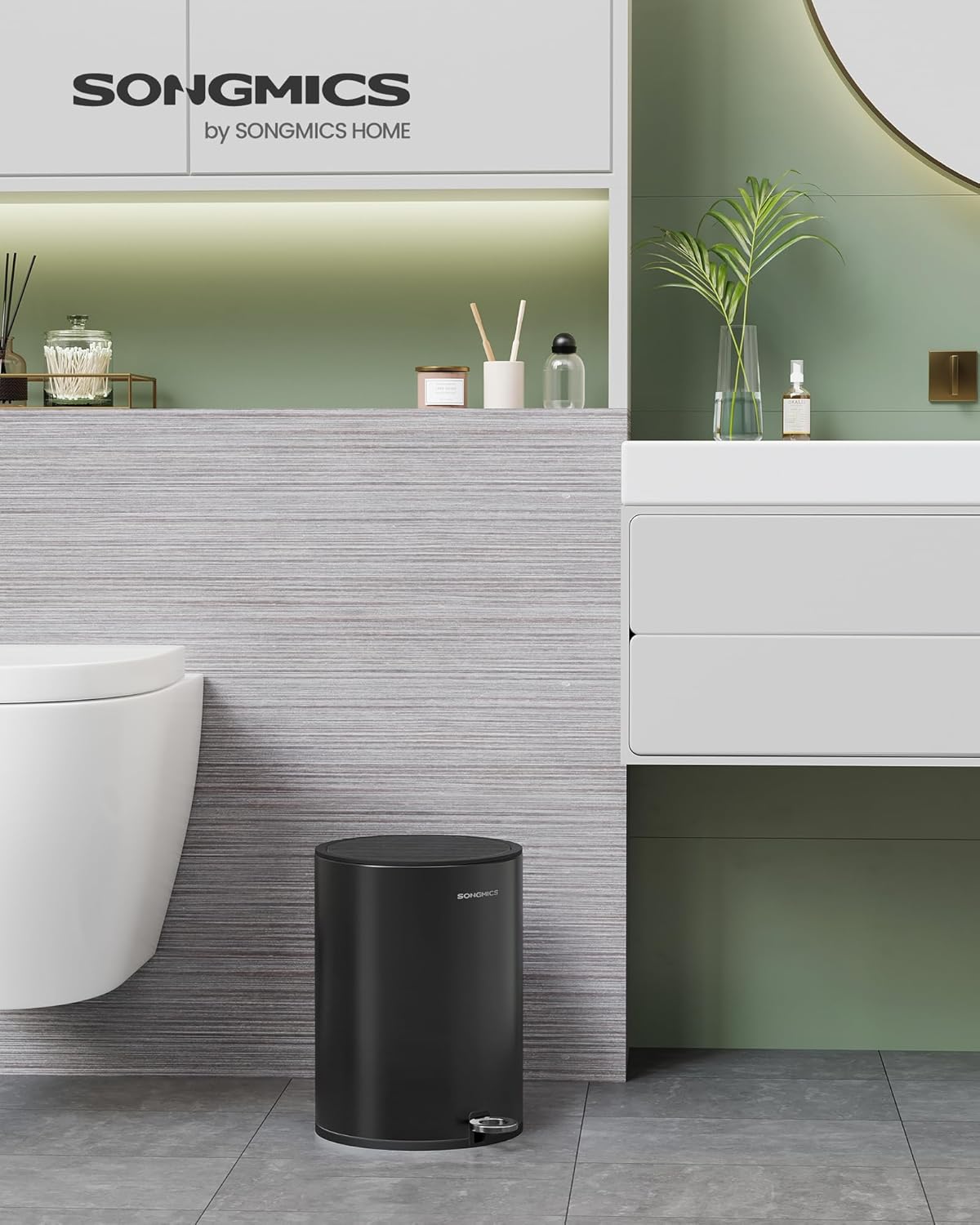 Kosmetikeimer mit Softclose-Deckel, 6 L Tintenschwarz
