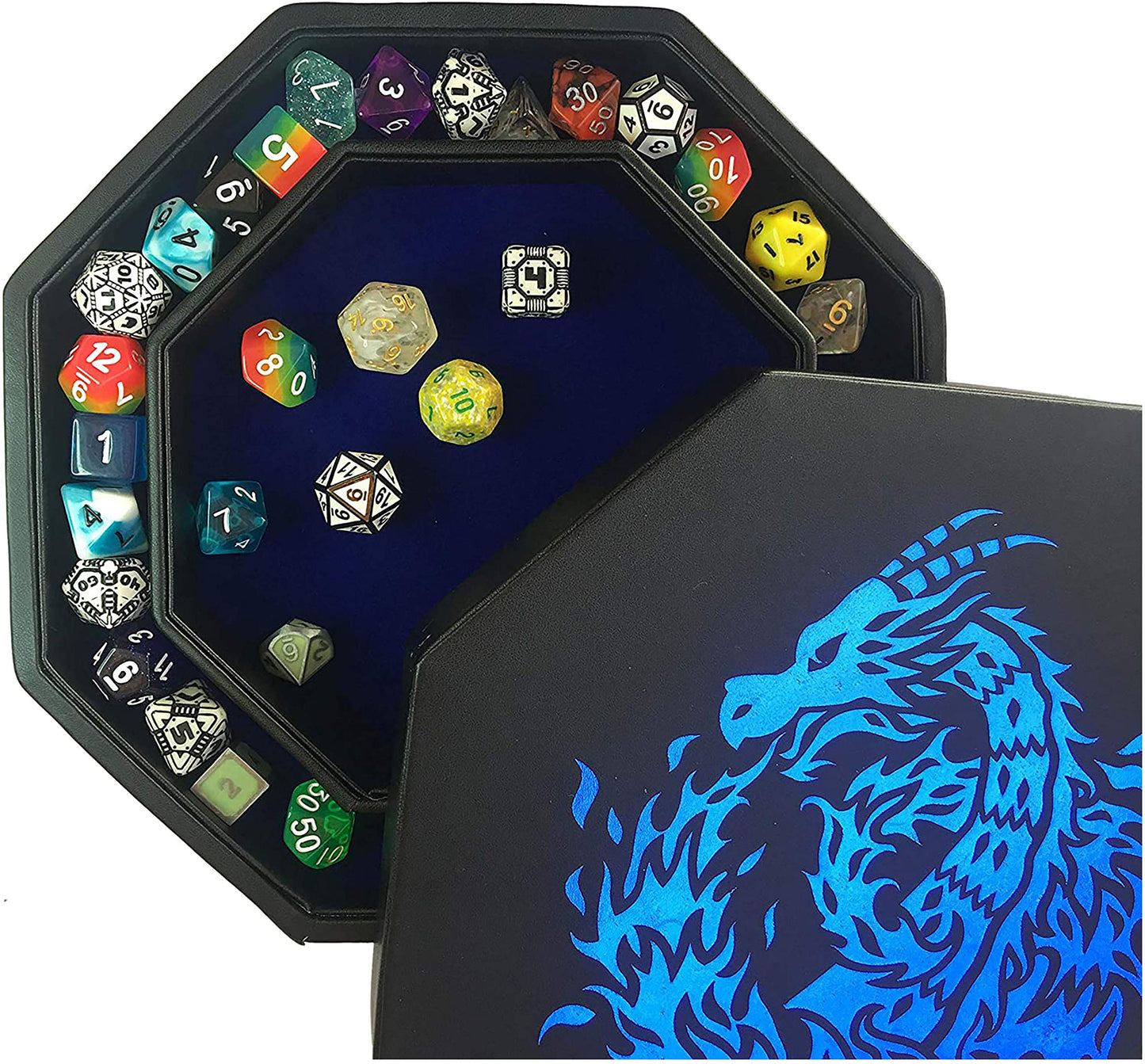 Fire Dragon Würfelschale mit Deckel, Blue