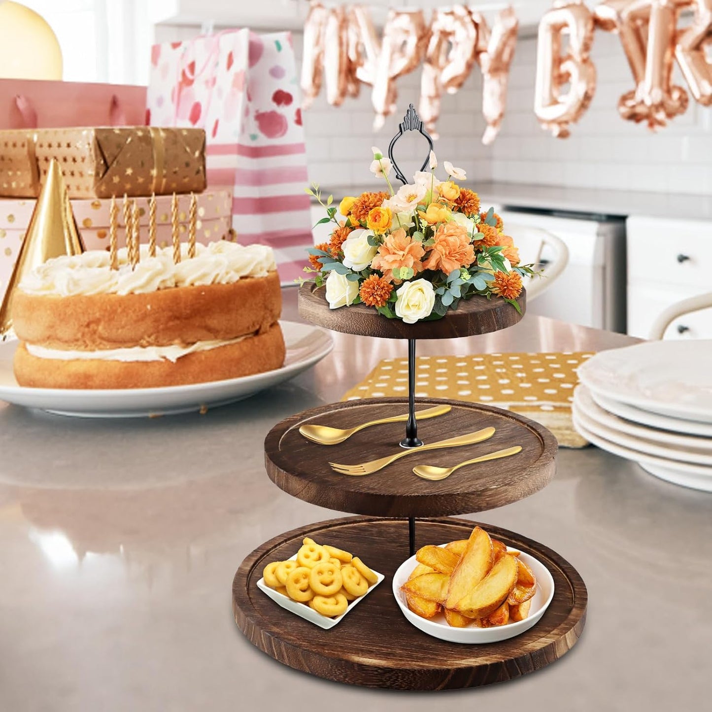 3-stöckige Torten- und Cupcake-Ständer