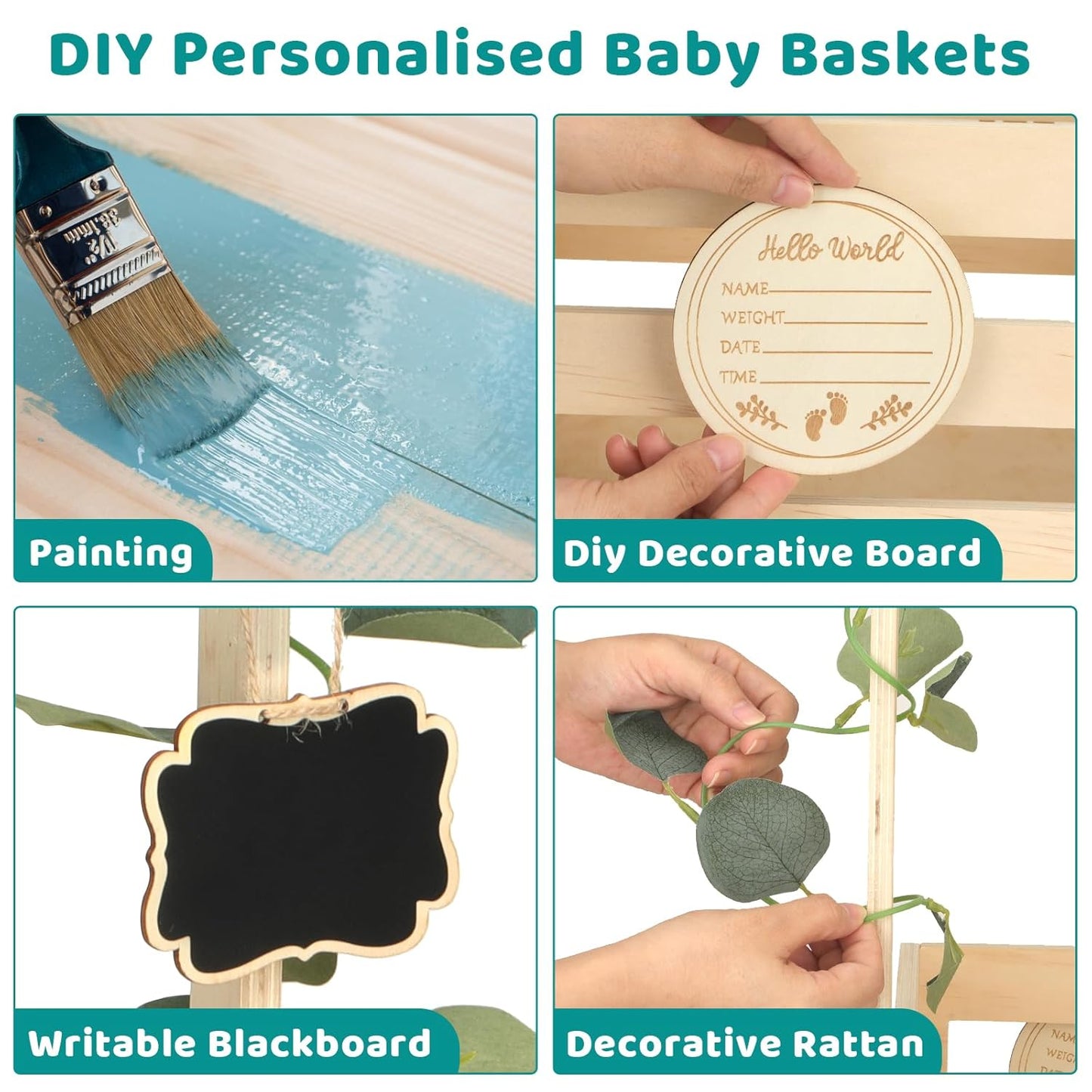 Geschenkset mit Babykorb und Holzkleiderbügeln