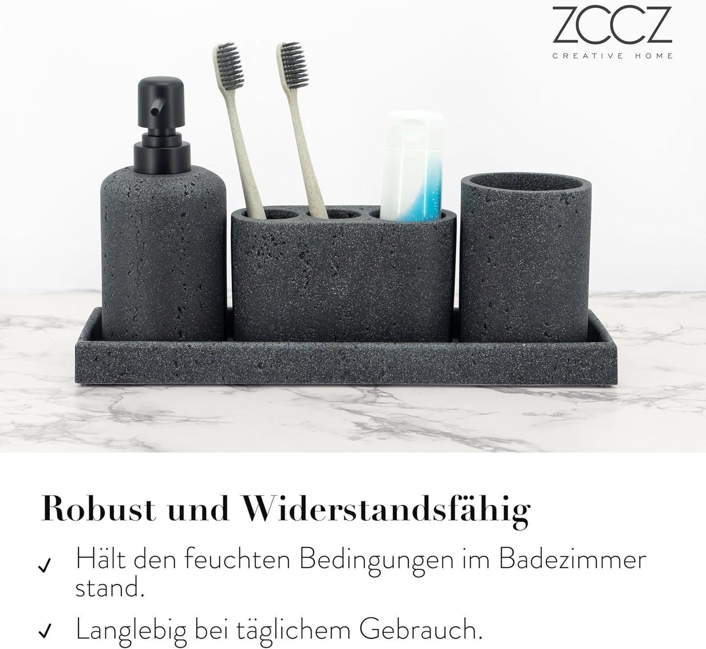 Badezimmer-Zubehör-Set (4-teilig) mit Seifenspender, Schwarz 4pcs