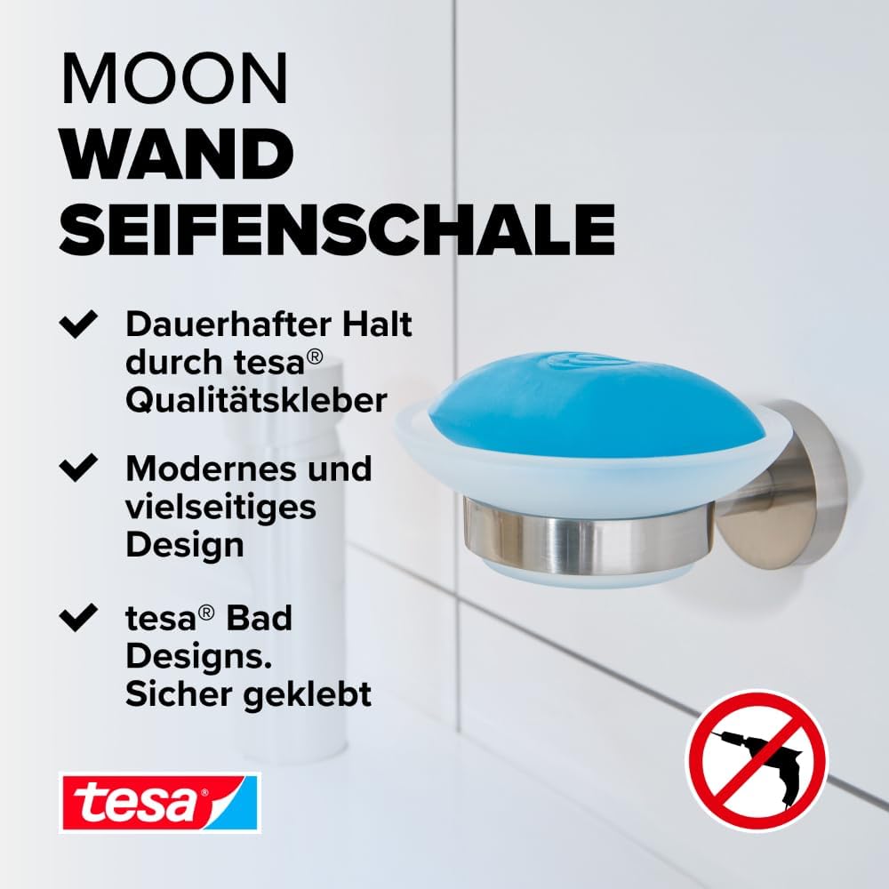 Moon Seifenschale mit Wandhalterung und Klebelösung, Seifenhalter