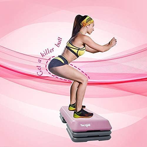 Aerobic Stepper mit verstellbaren Risers, B.Health Club Size - Rosa/Grau
