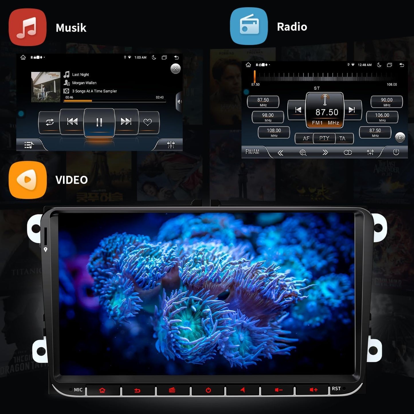 Doppel DIN Autoradio für VW Golf 5/6, T5, Polo, Passat
