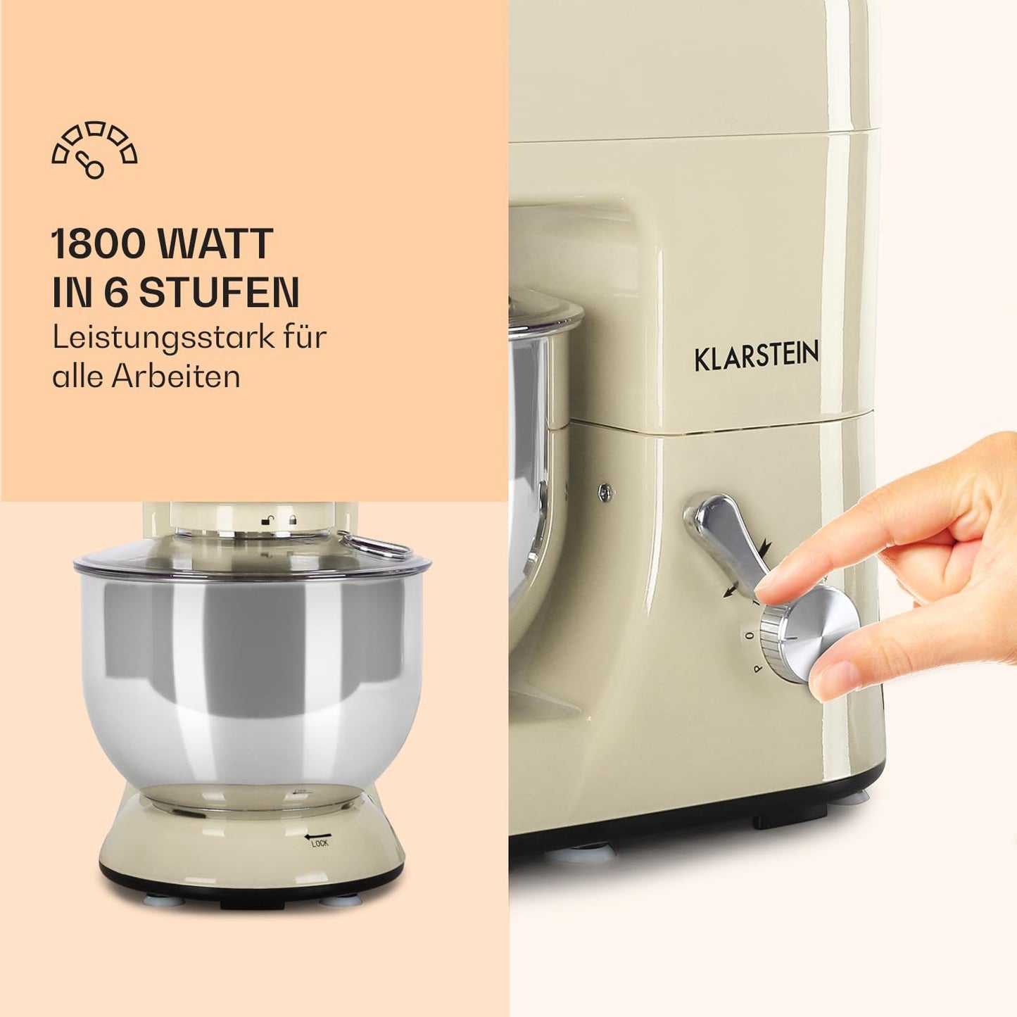 Universalküchenmaschine mit Knetmaschine, Fleischwolf & Mixer, Classic Creme