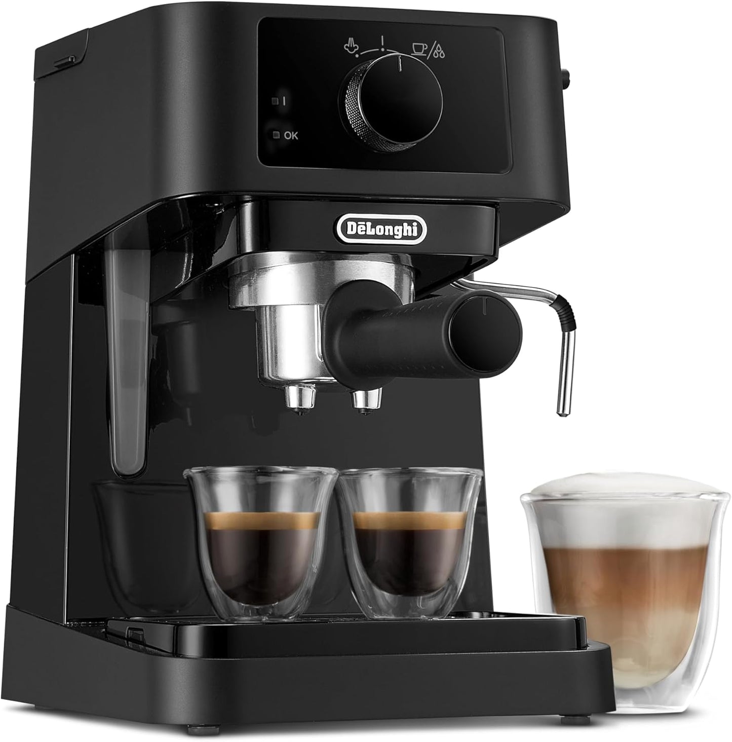 Stilosa EC 230.BK Siebträgermaschine mit Milchaufschäumer, Schwarz