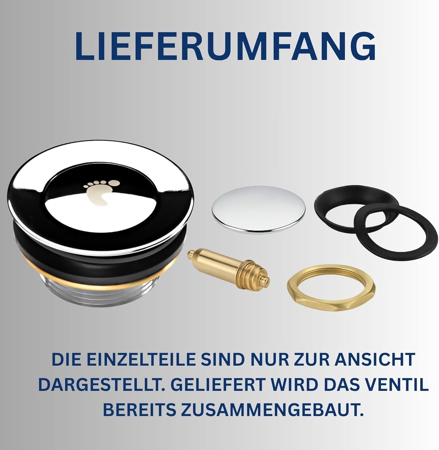 Ablaufgarnitur für Badewanne/Duschwanne Click Clack Ventil, Small Cap