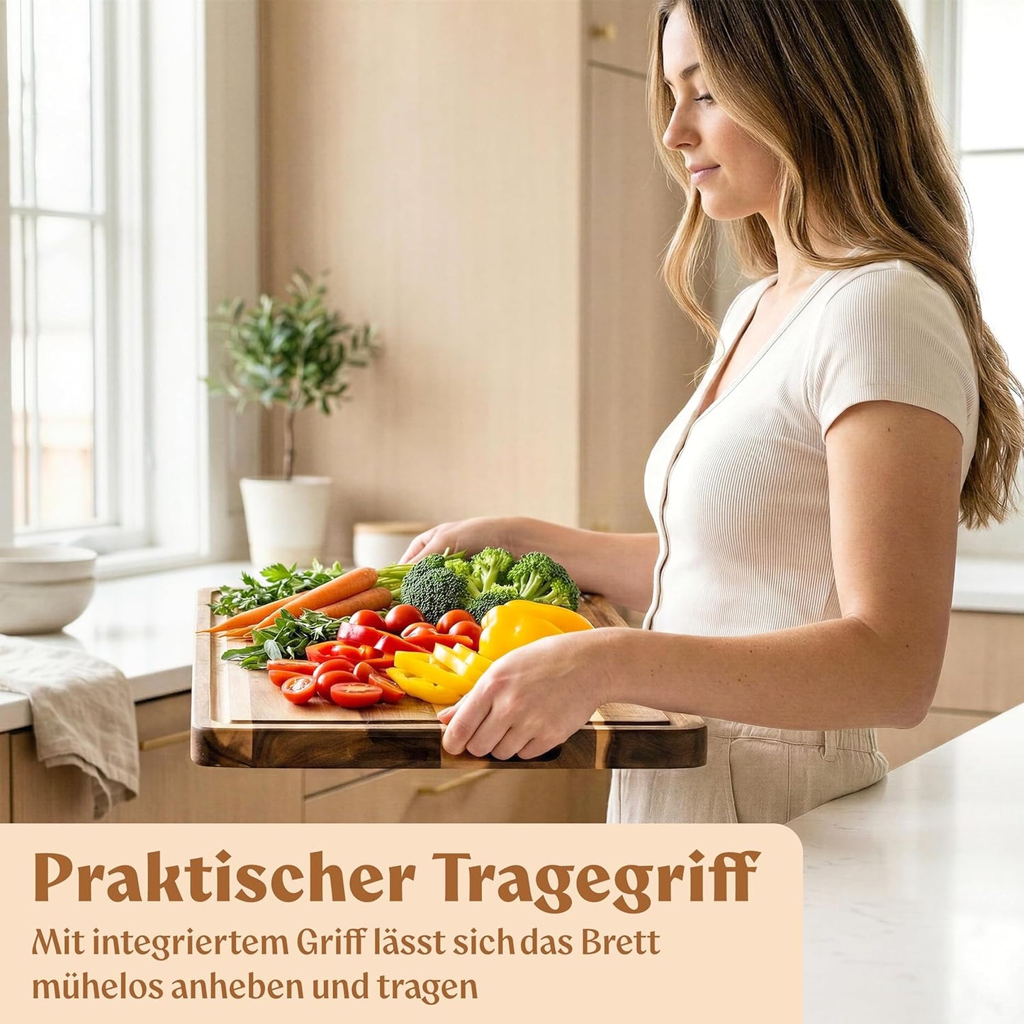 Holzschneidebrett mit Saftrille