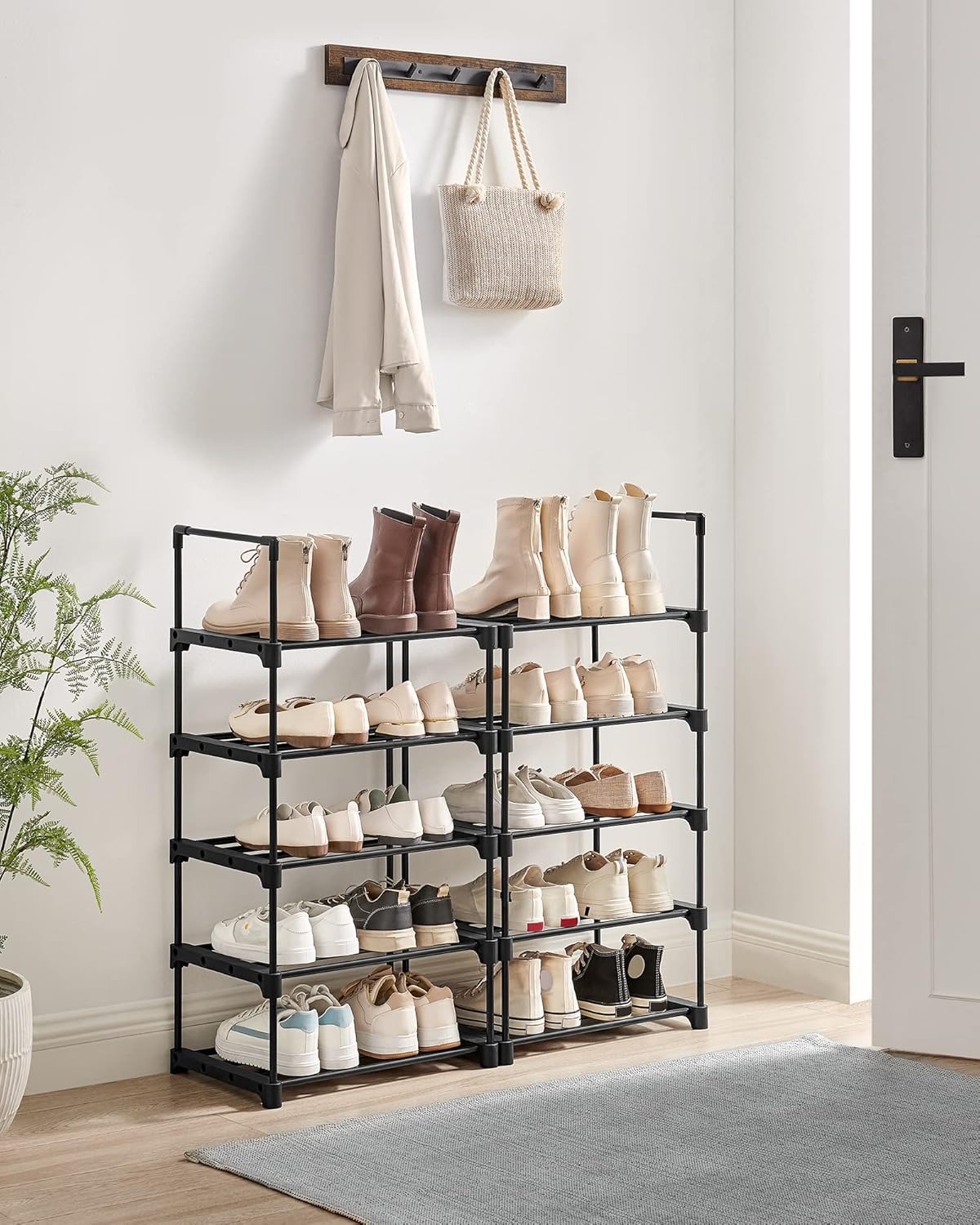 Schuhregal mit 10 Ebenen, 10 Ebenen (45B cm) Schwarz