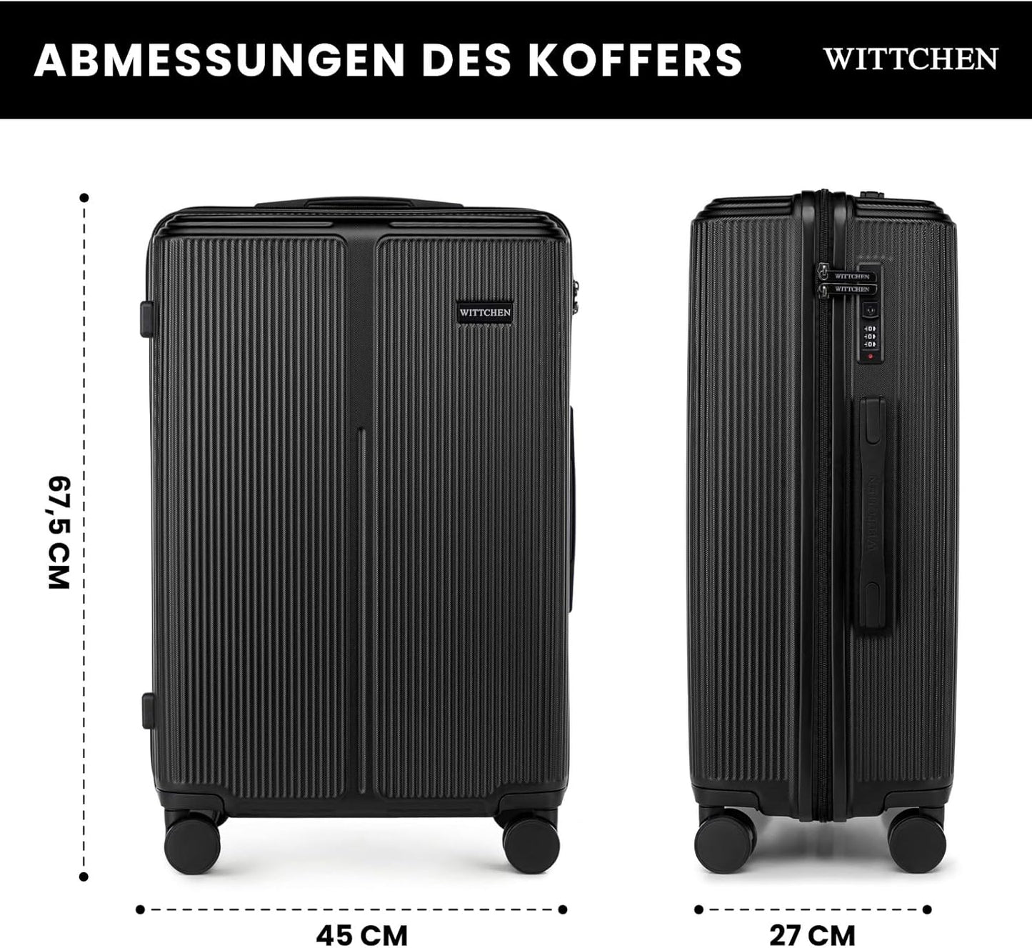 Stripes Line Kofferset 3-teilig (M, L, XL), Schwarz Kofferset (M, L, XL)