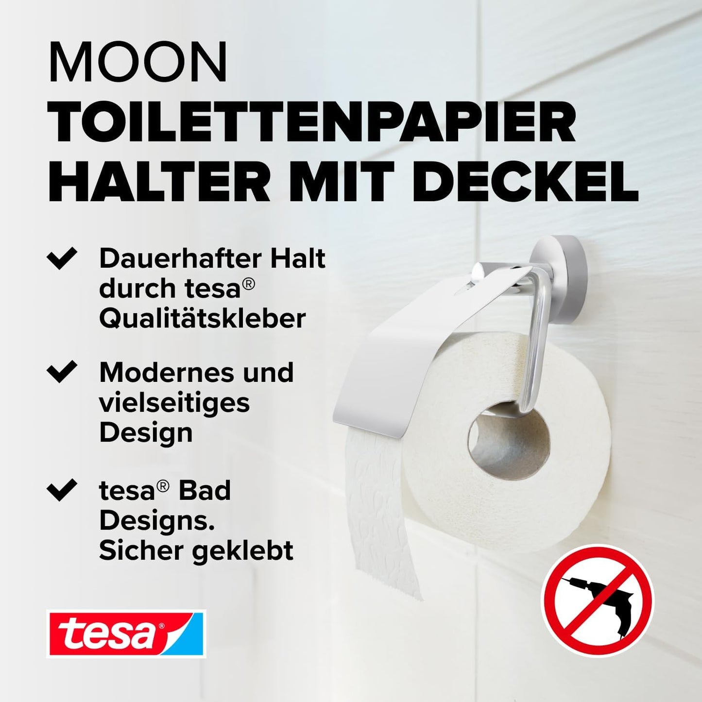 Selbstklebender Toilettenpapierhalter mit Deckel, Toilettenpapierhalter