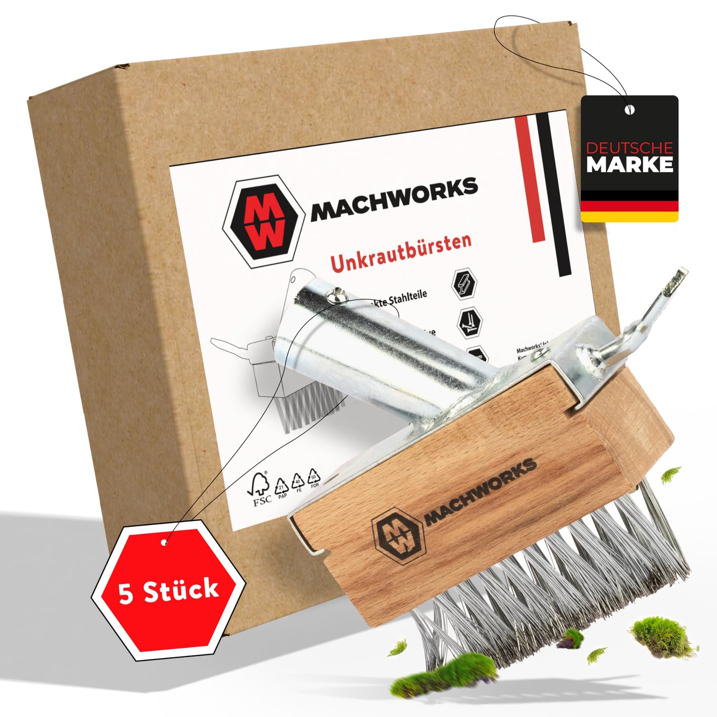5-teiliges Fugenbürsten Set mit Fugenkratzer, 5