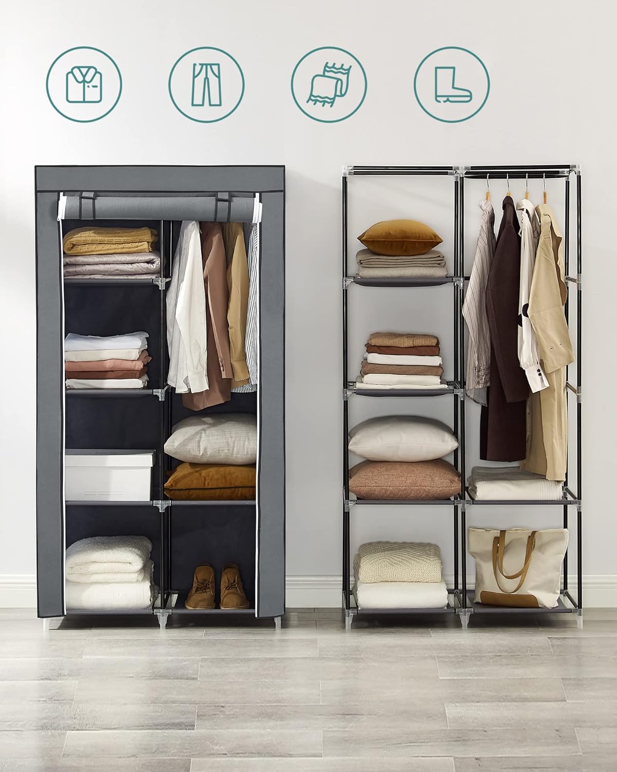 Wardrobe, 88 x 45 x 168 cm Grau