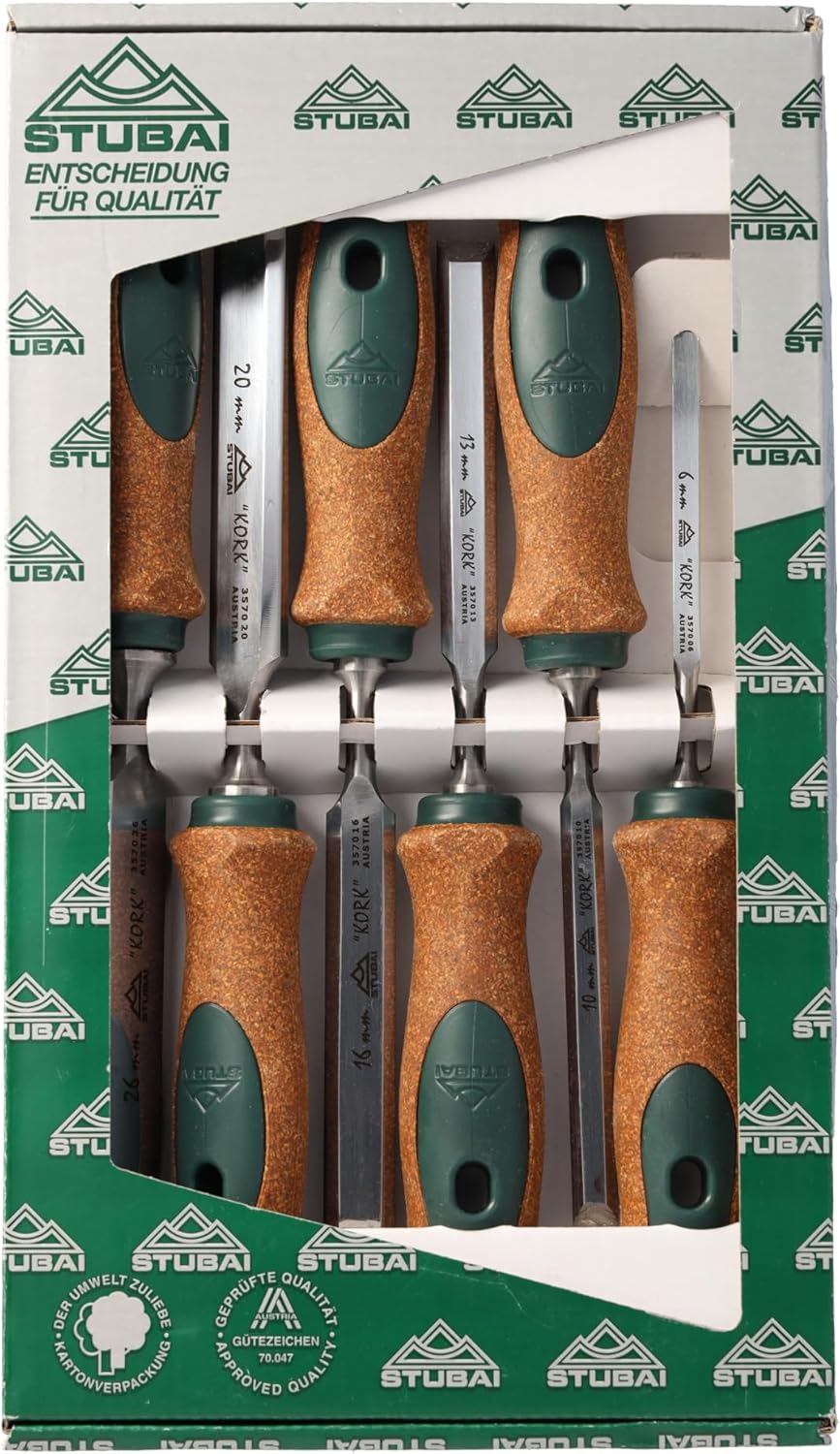 Stemmeisensatz mit Korkgriff (6-teilig), Satz 6-teilig D=6,10,13,16,20,26mm