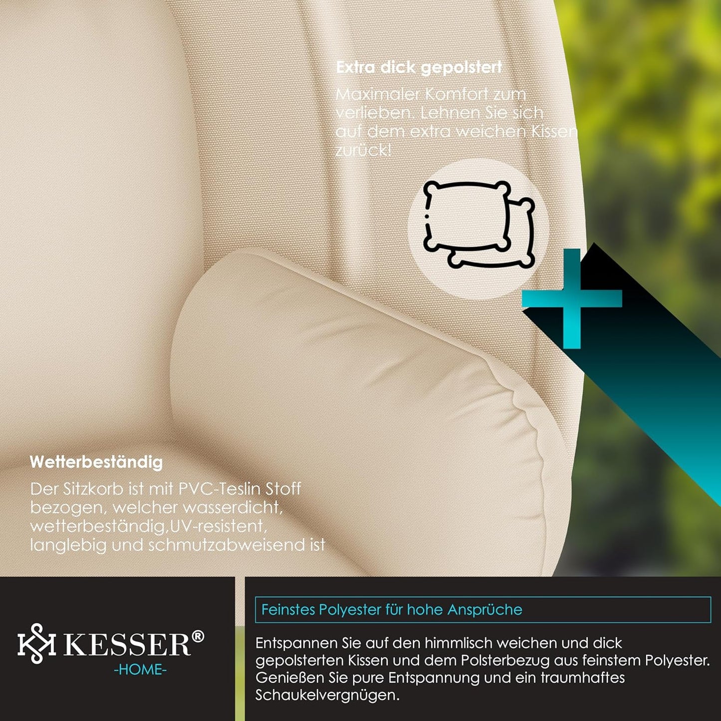 Hängesessel mit Gestell, Beige