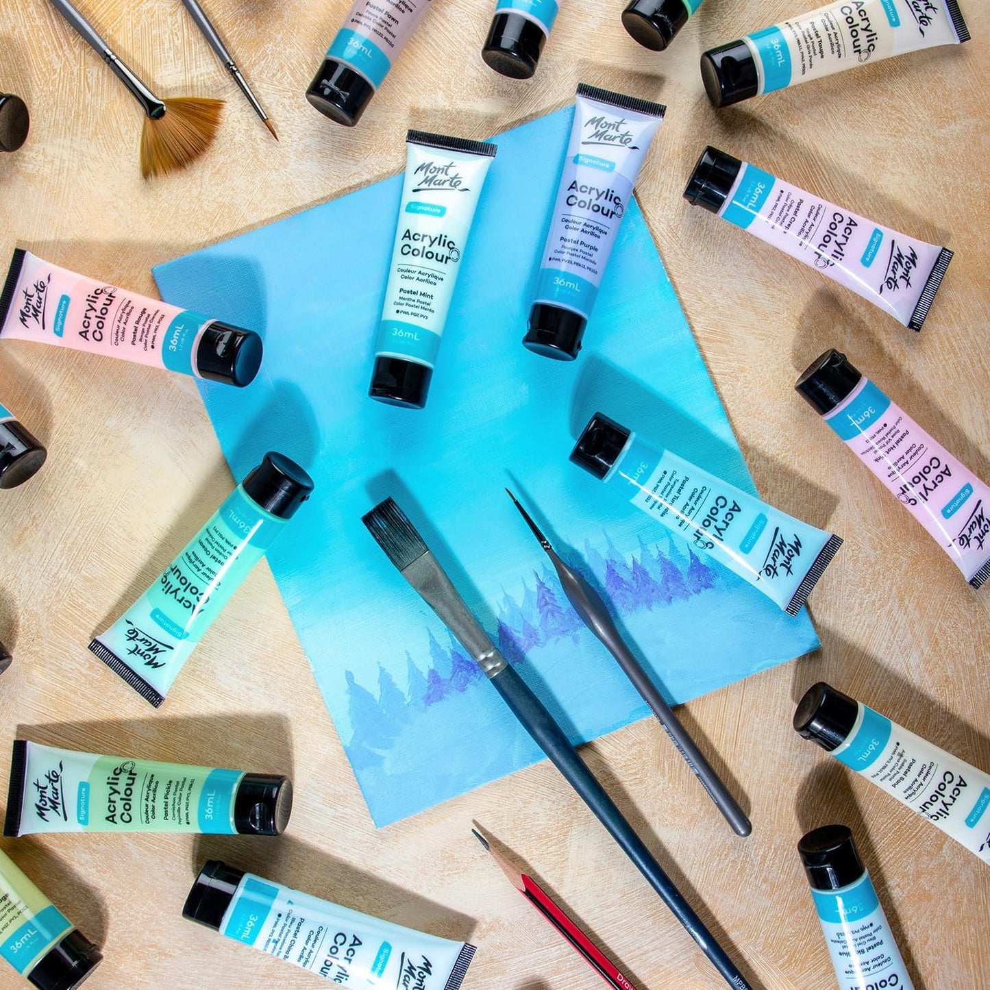 Acrylfarben-Set Pastell, 12 x 36 ml, 12 Pastellfarben