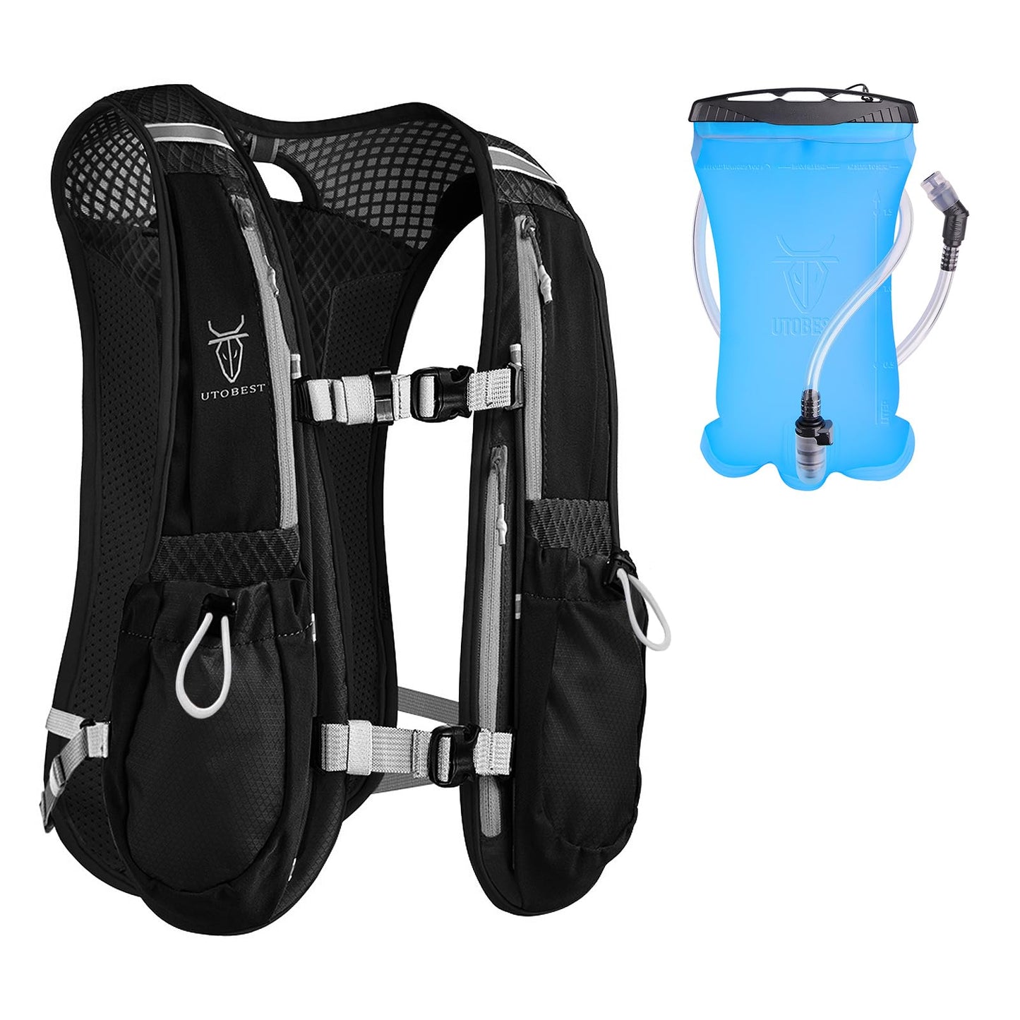 Trinkrucksack mit 1.5L Trinkblase, Schwarz mit 1.5L Trinkblase
