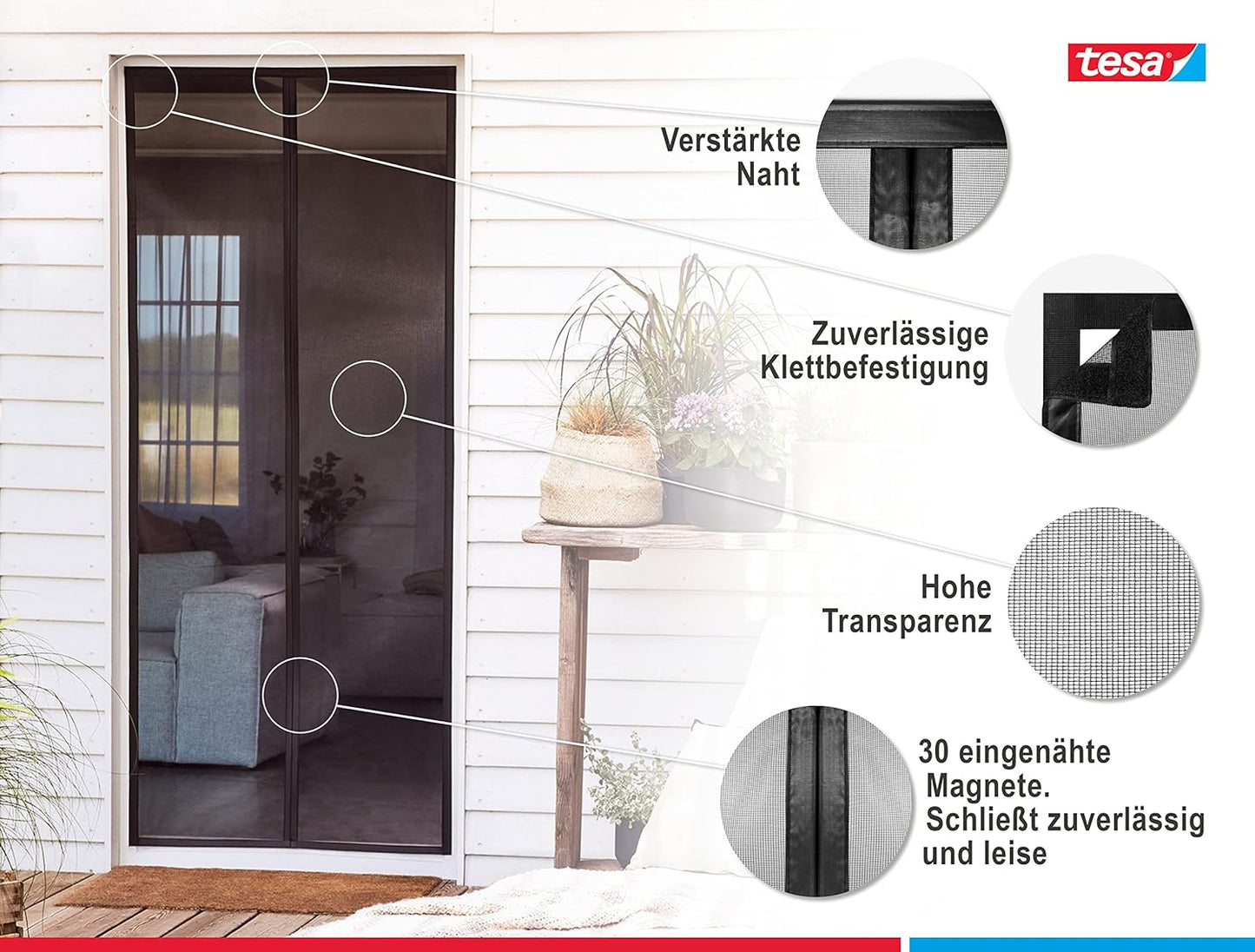 Insektenschutz Magnetvorhang für Balkon- und Terrassentüren, 2,2 m x 1,0 m Single